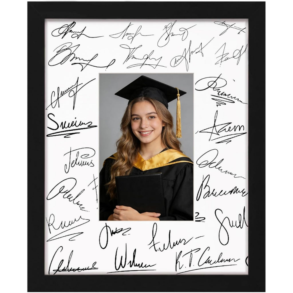 eletecpro Signable Picture Frame with Clear Acrylic Cover, Signature Photo Frame with Mat ,for Tabletop or Wall, Wedding Guest Book Alternative, Graduation Decoration, Black