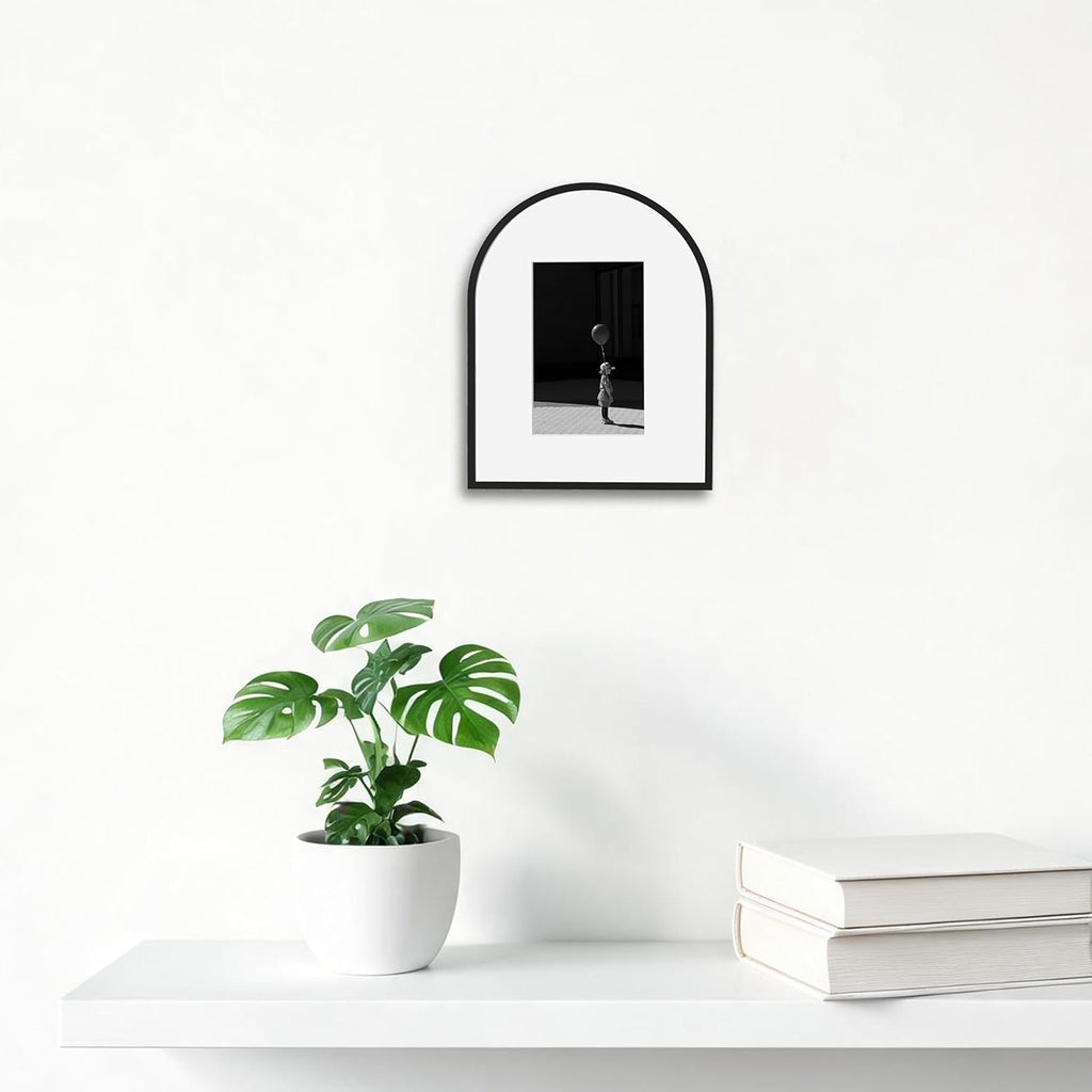 eletecpro Arch Picture Frame, 7x9 matted to 4x6 Photo, Black, 1 Pack