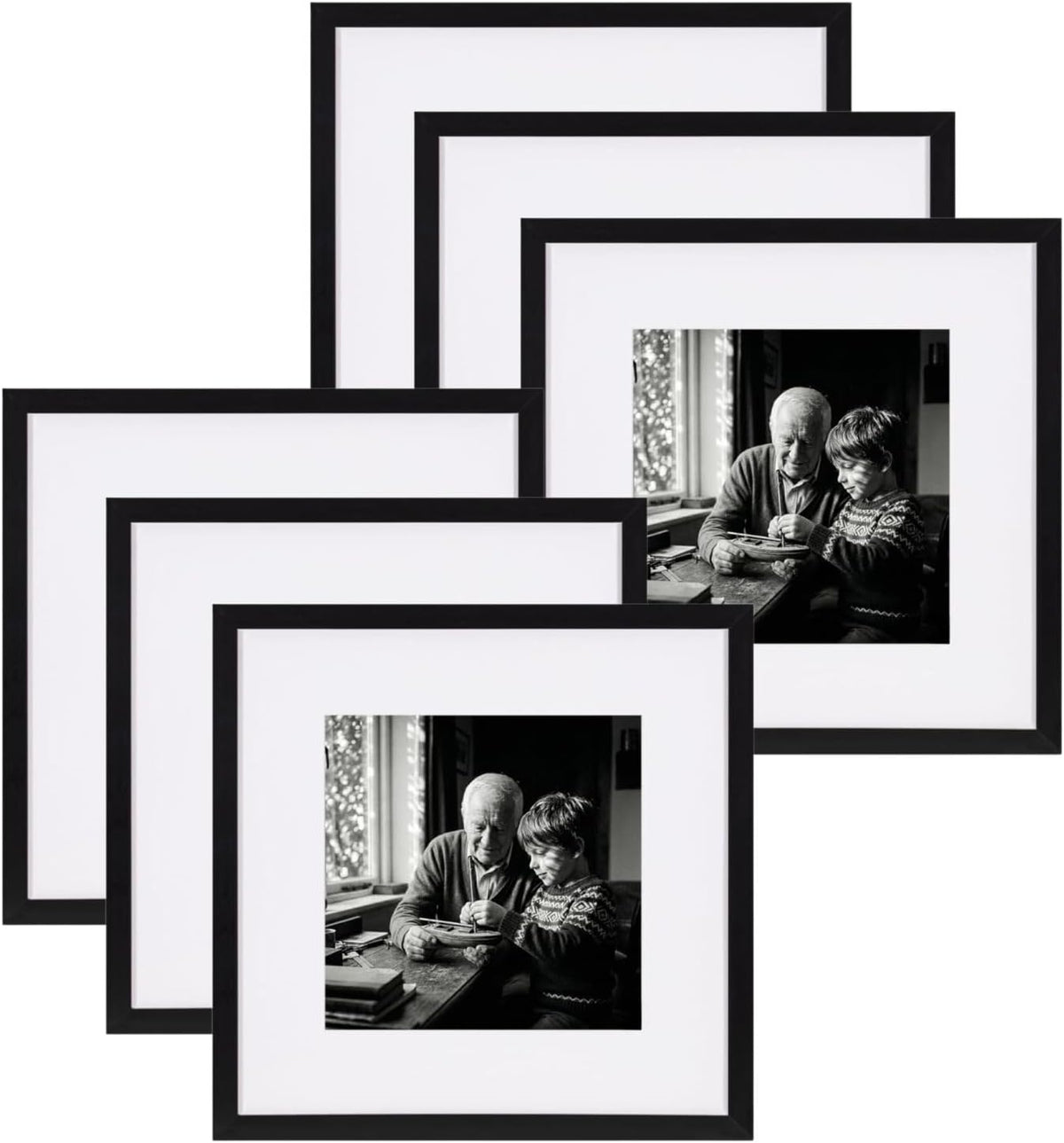 eletecpro 12x12 Picture Frame Set of 3, Display 8x8 with Mat, Black