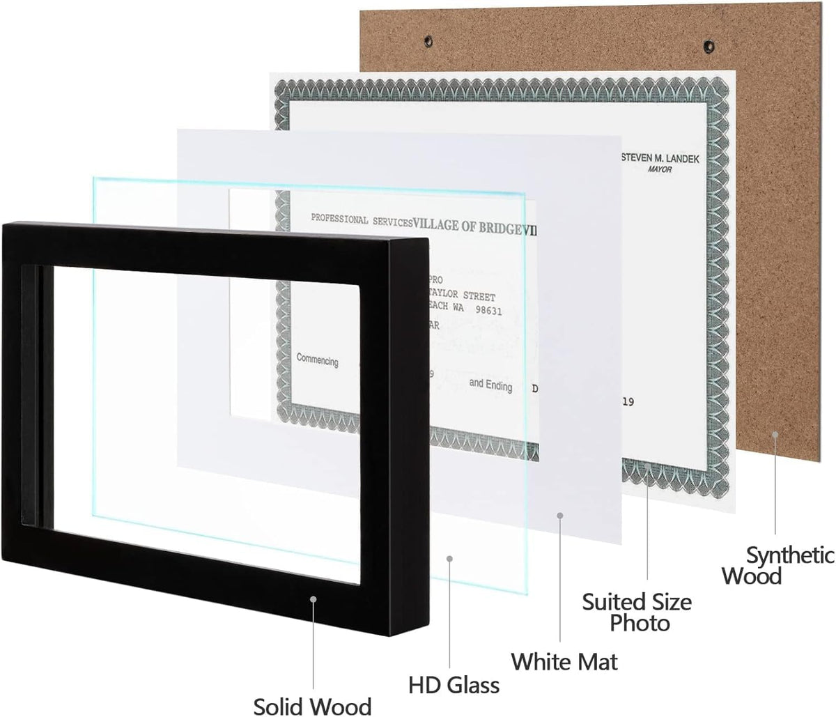 eletecpro 5x10 Solid Wood Pictue Frame, Glass Cover, Black, 1-Pack