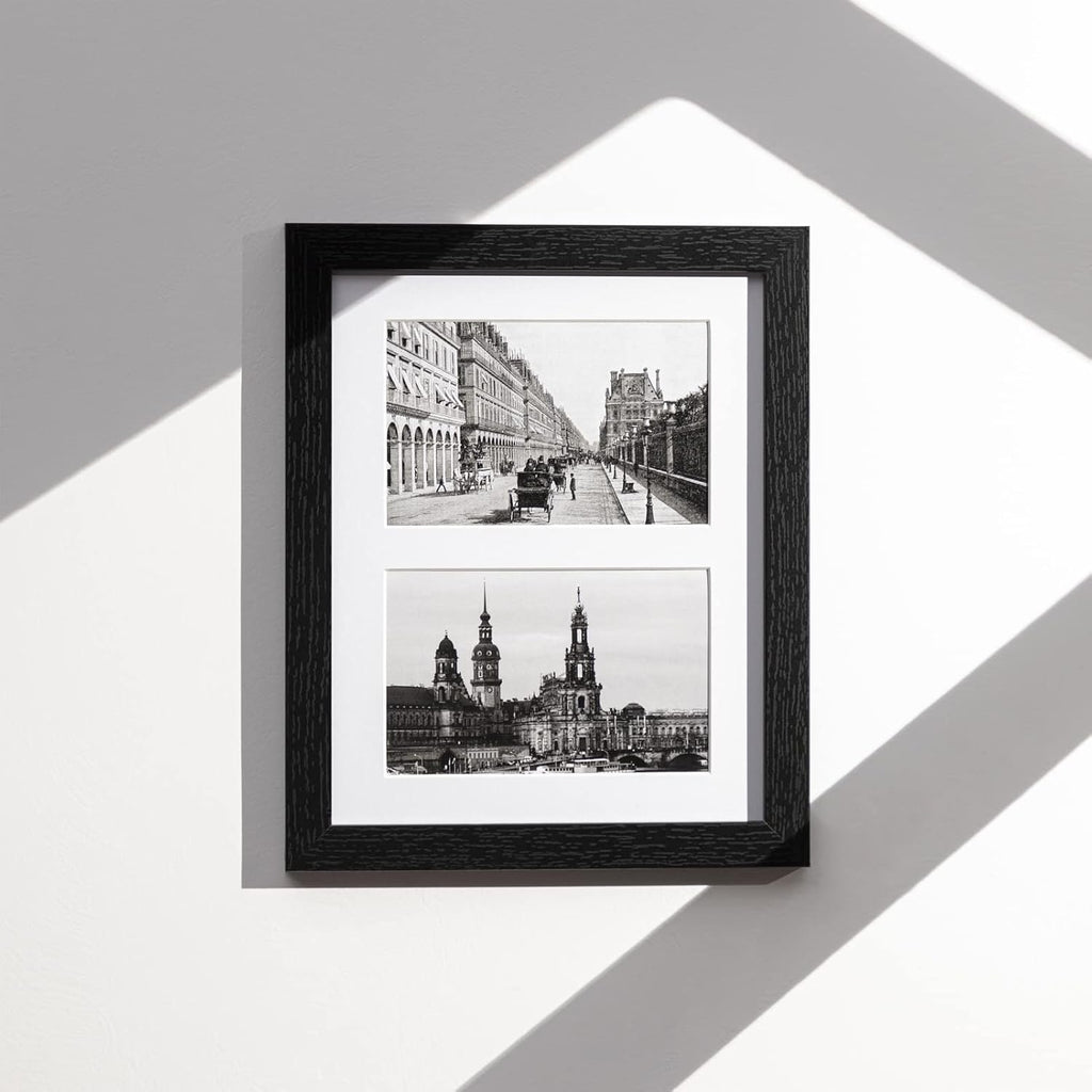 eletecpro 8x10 Collage Picture Frame with Mat for Two 4x6 Photos or One 8x10 Without Mat, Wall and Tabletop Display with Stand