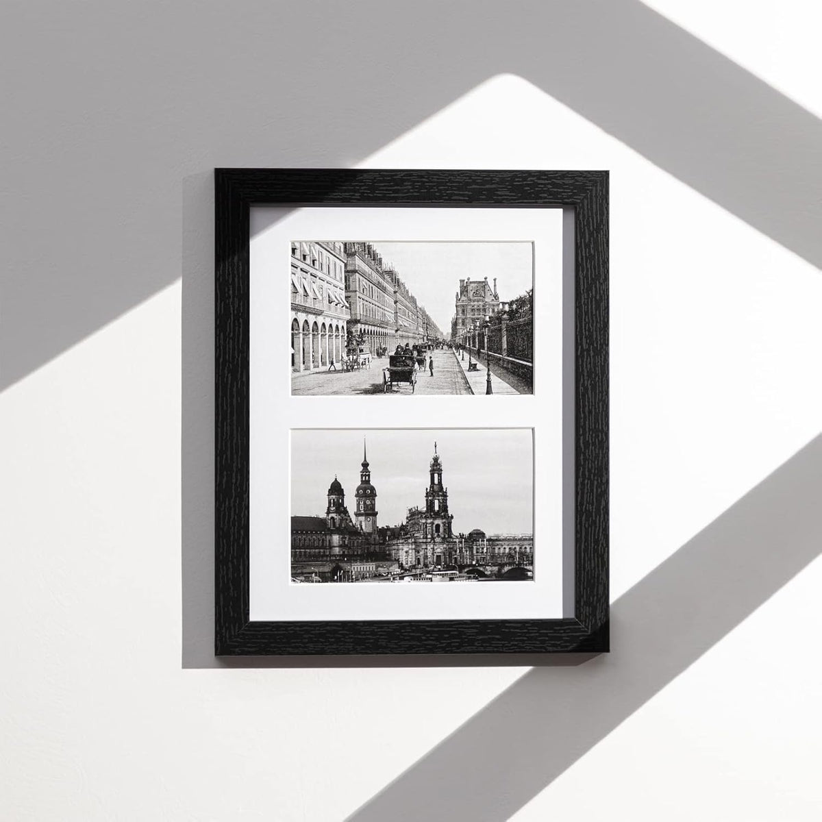 eletecpro 8x10 Collage Picture Frame with Mat for Two 4x6 Photos or One 8x10 Without Mat, Wall and Tabletop Display with Stand