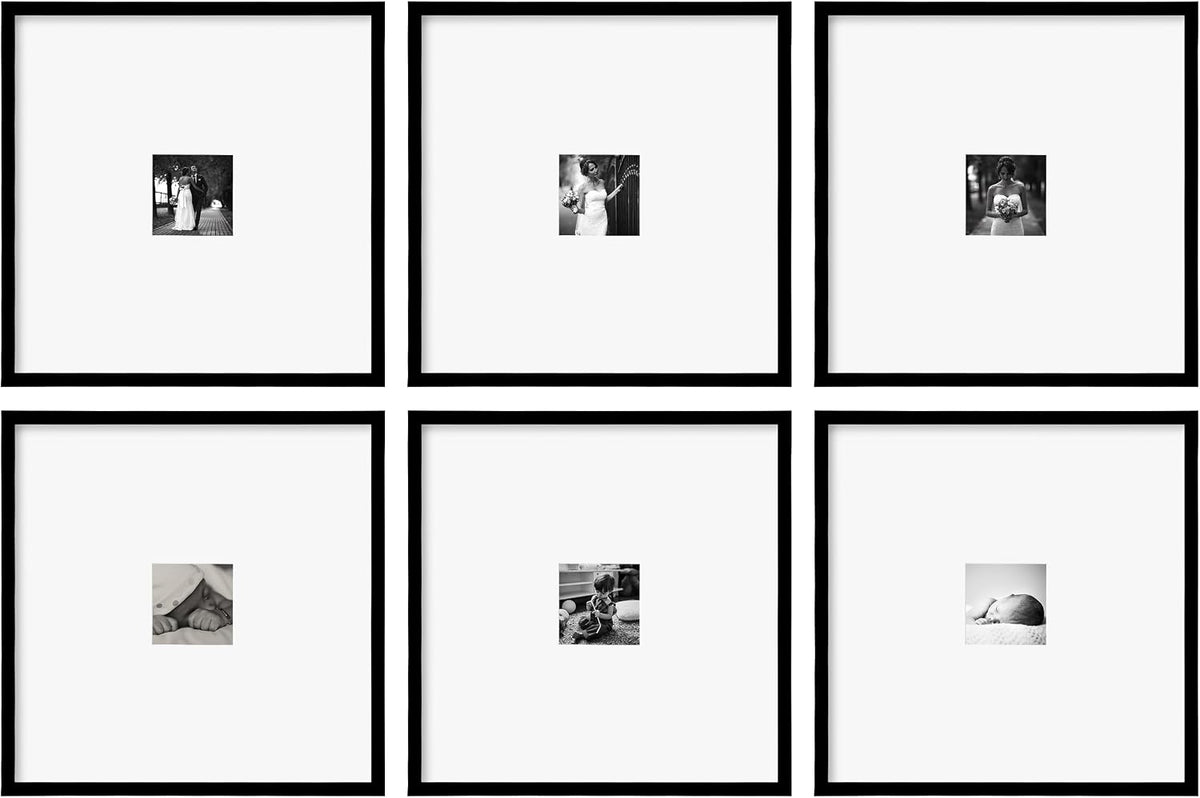 eletecpro 12x12 Picture Frame Set of 3, Display 8x8 with Mat, Black