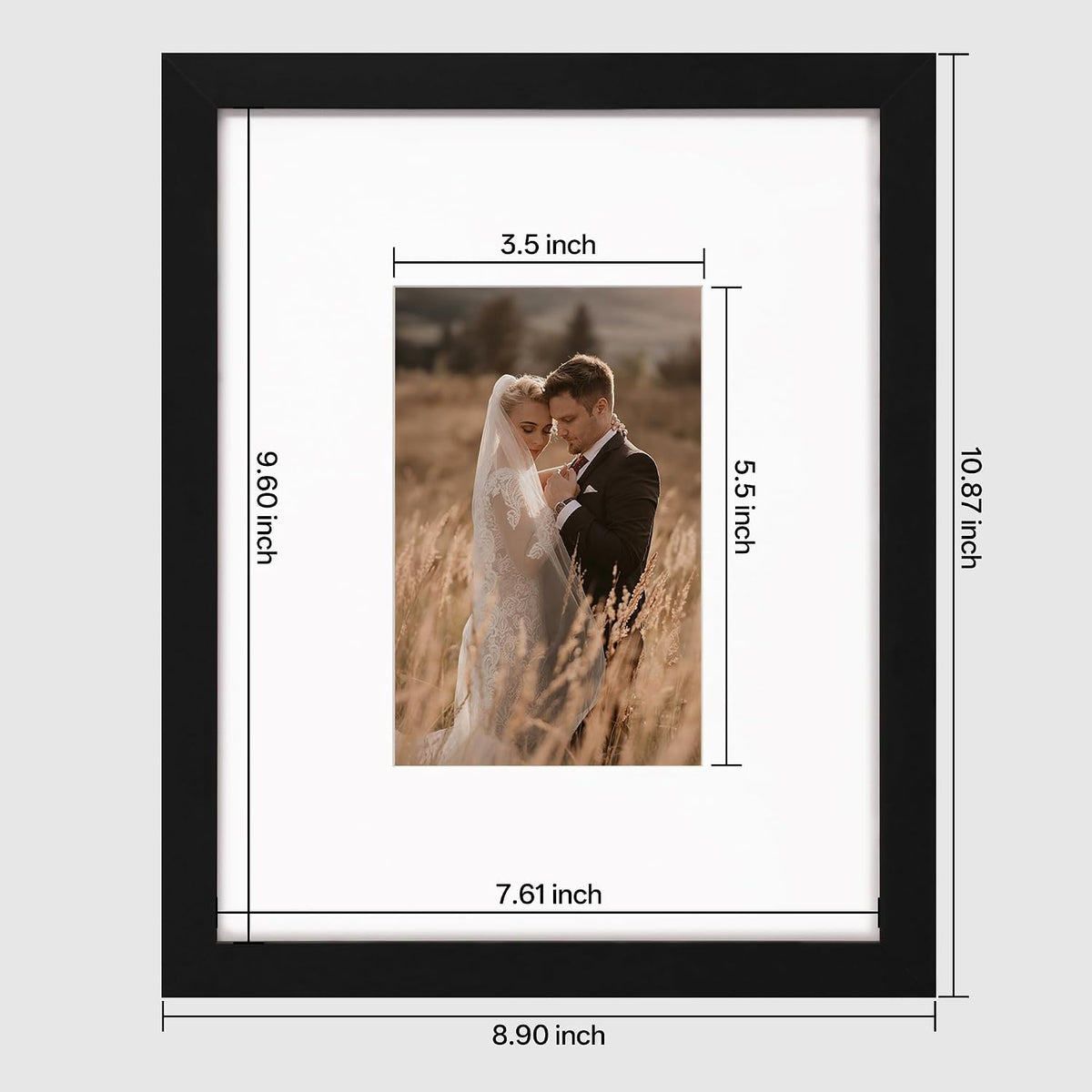 eletecpro 8x10 Signable Picture Frame with Clear Acrylic Cover, Signature Photo Frame with Mat Display 4x6 Photo for Tabletop or Wall, Wedding Guest Book Alternative, Graduation Decoration, Black
