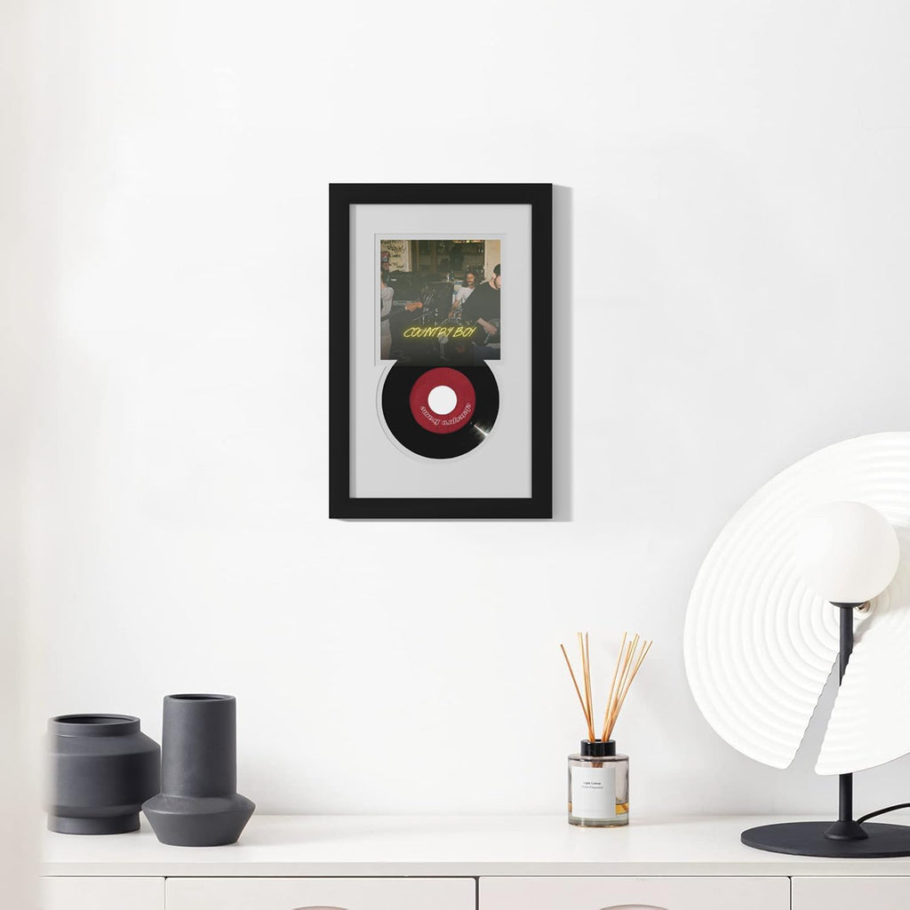 eletecpro 7" Vinyl Record Frame, 9.5x14.5 in, Black, 1 Pack