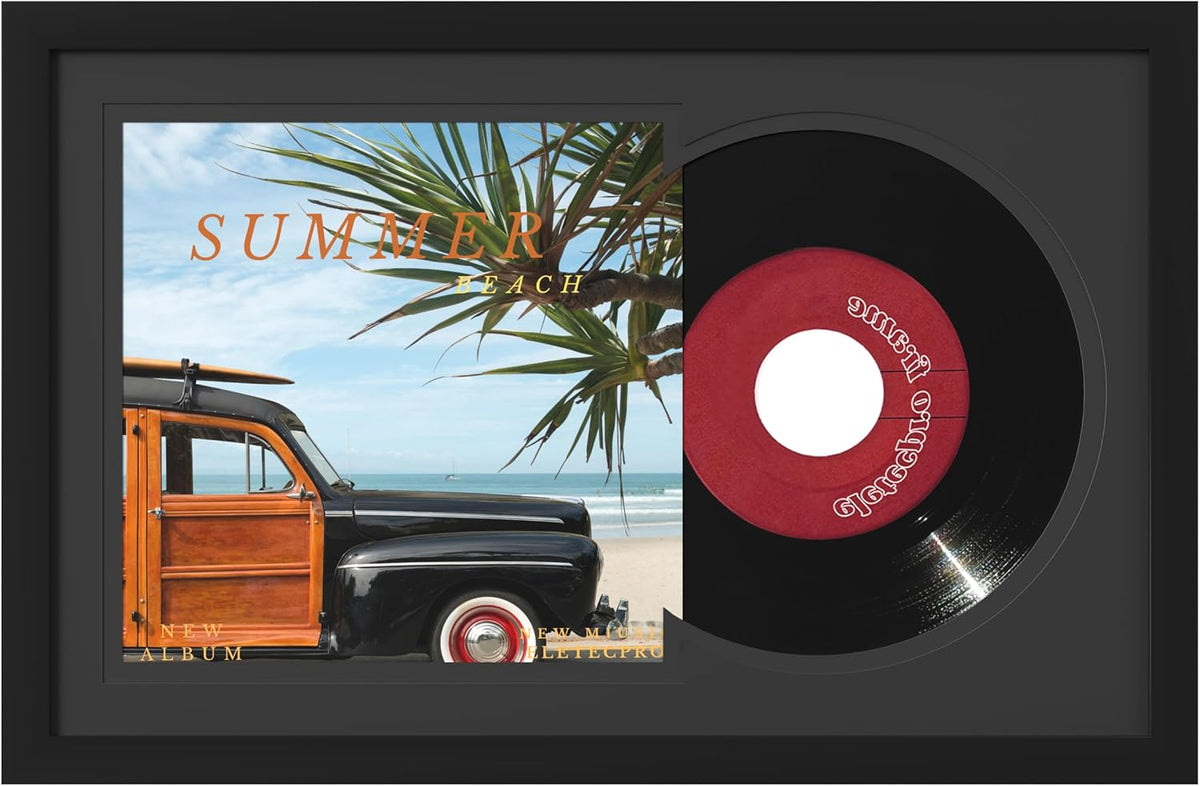 eletecpro 7" Vinyl Record Frame, 9.5x14.5 in, Black, 1 Pack