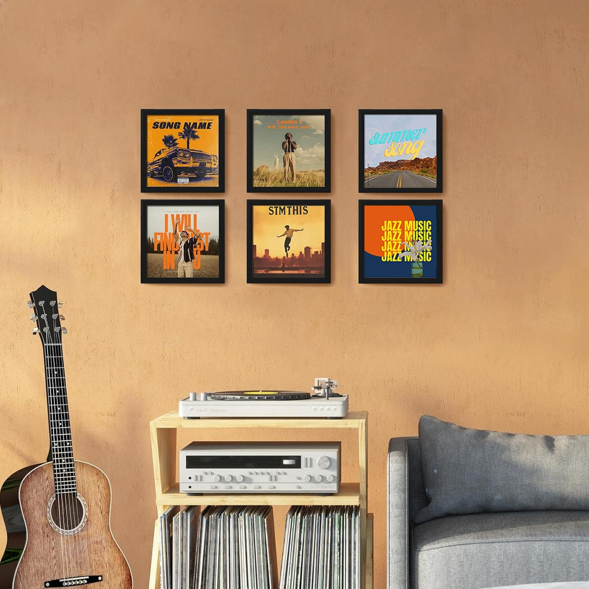 eletecpro Vinyl Record Frame, 7 x 7 in, Black, 1 Pack