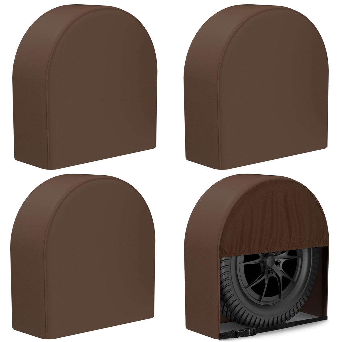eletecpro RV Tire Covers, Fit 23-26 Inch Tire Diameters, Black, 4-Pack