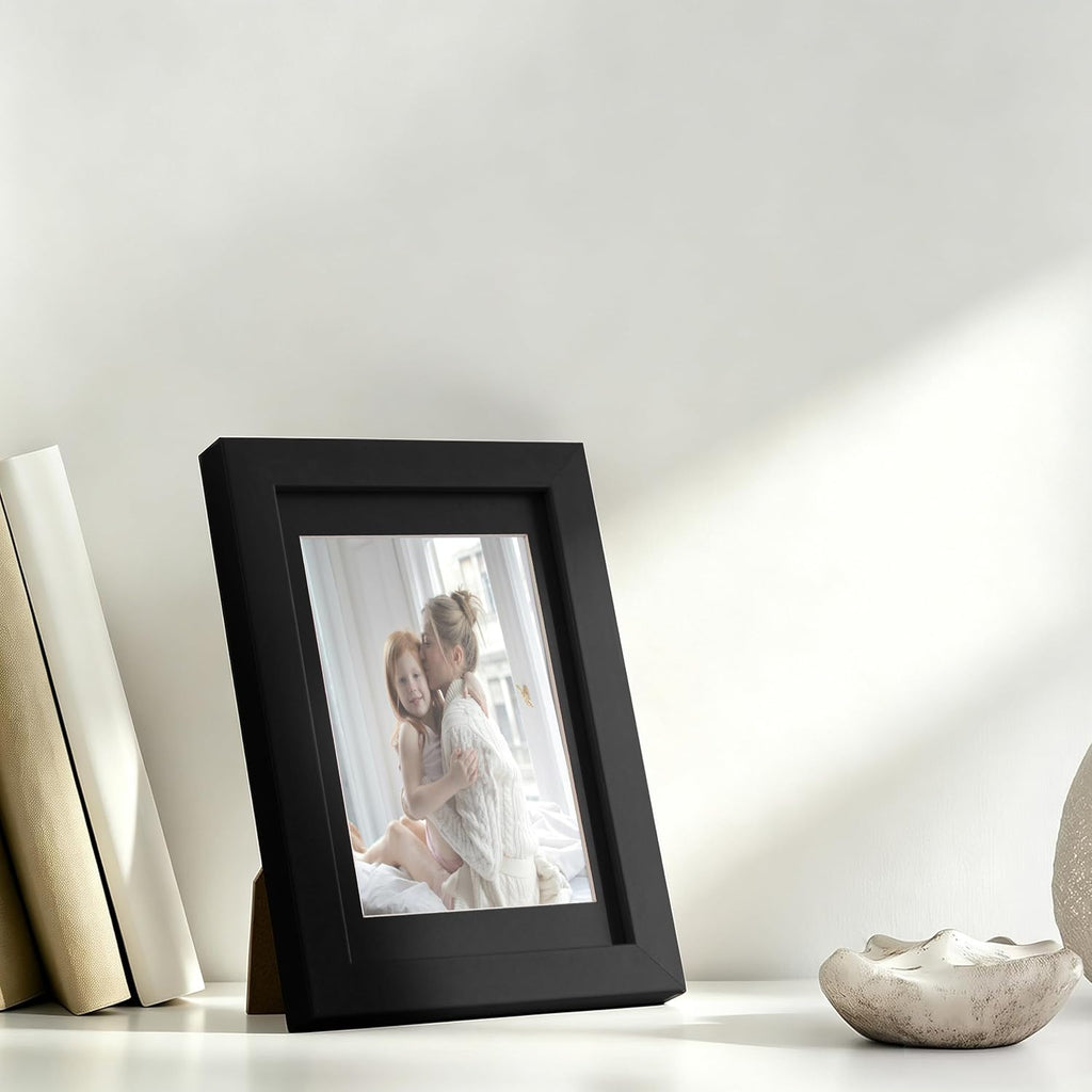 eletecpro 4x6 Black Picture Frames with 3.5x5 Black Mat, 2-Pack