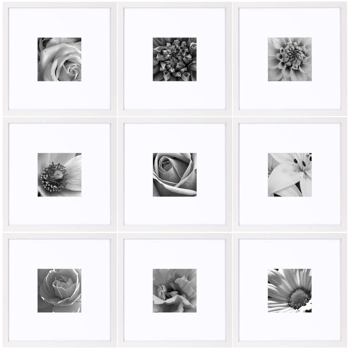 eletecpro Picture Frames Set of 9, 5x5 in, Acrylic Cover, Black