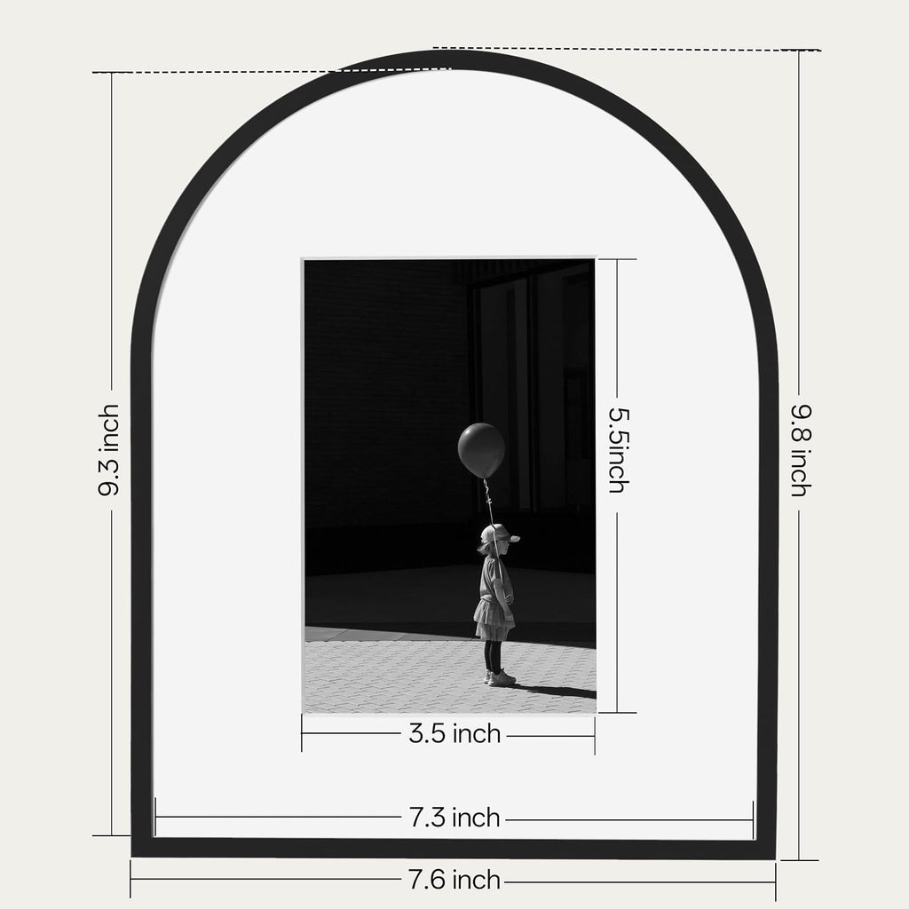 eletecpro Arch Picture Frame, 7x9 matted to 4x6 Photo, Black, 1 Pack