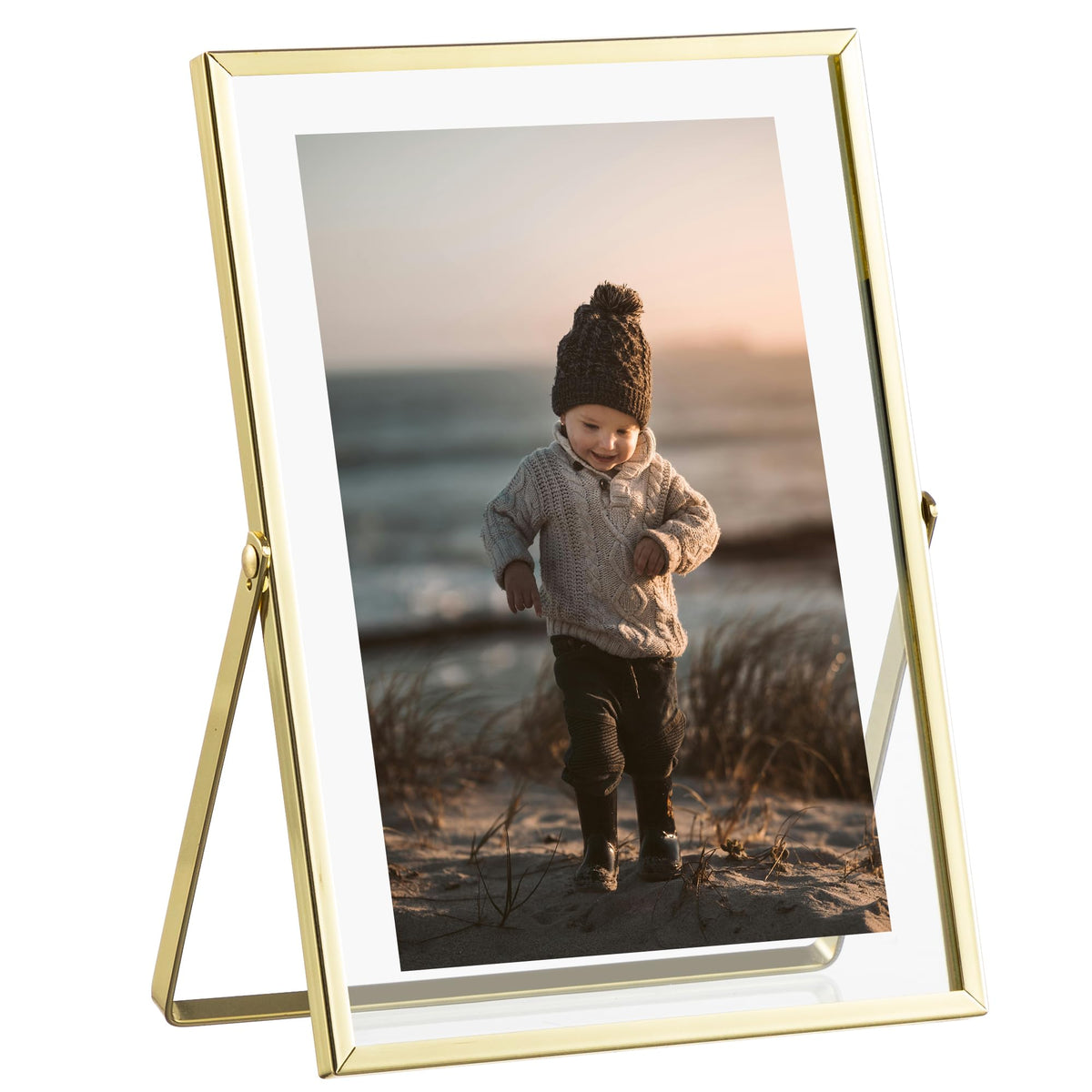 eletecpro 4x4 Floating Picture Frame, Real Glass Cover, Black, 1-Pack