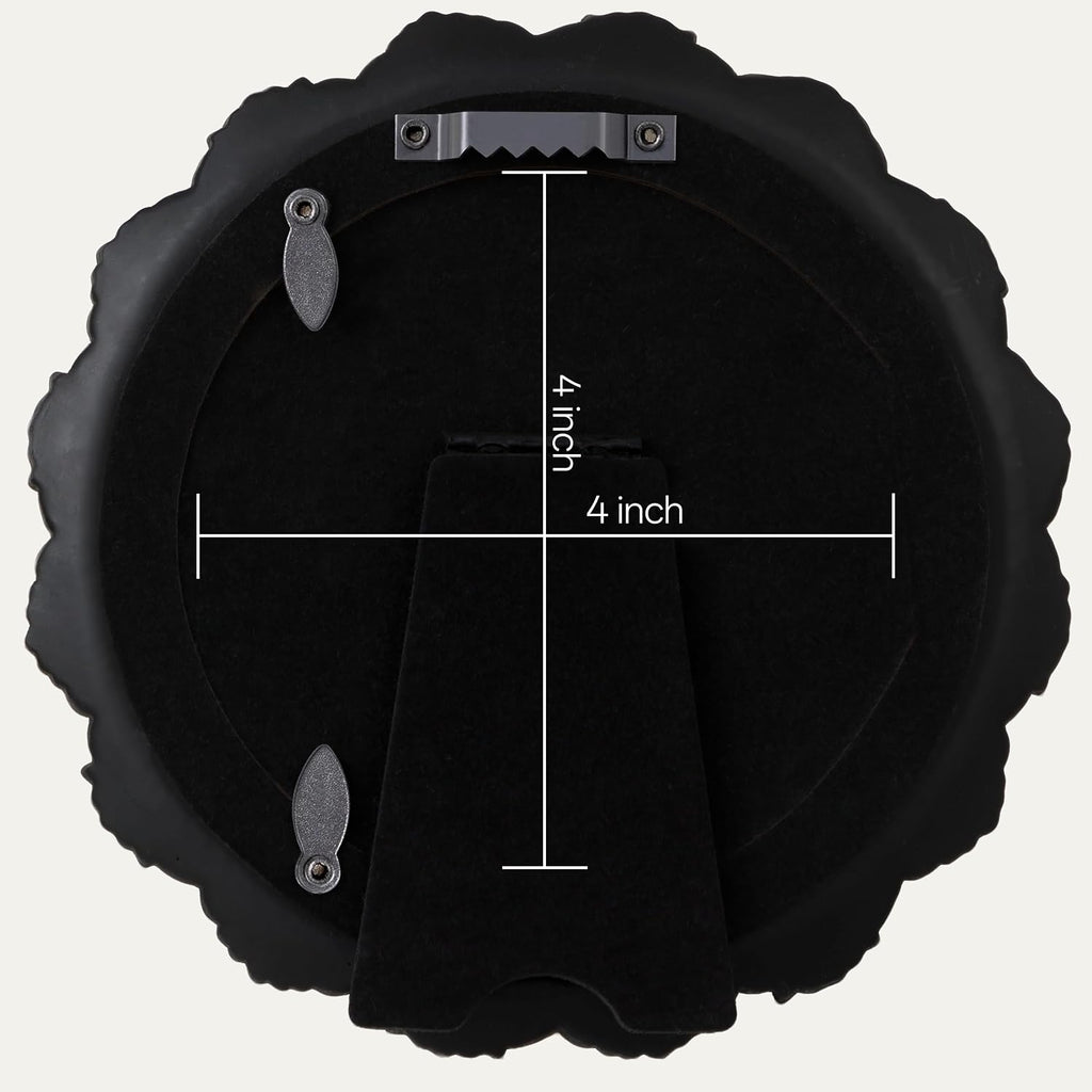 eletecpro 4x4 Round Picture Frame with Glass Cover, Black