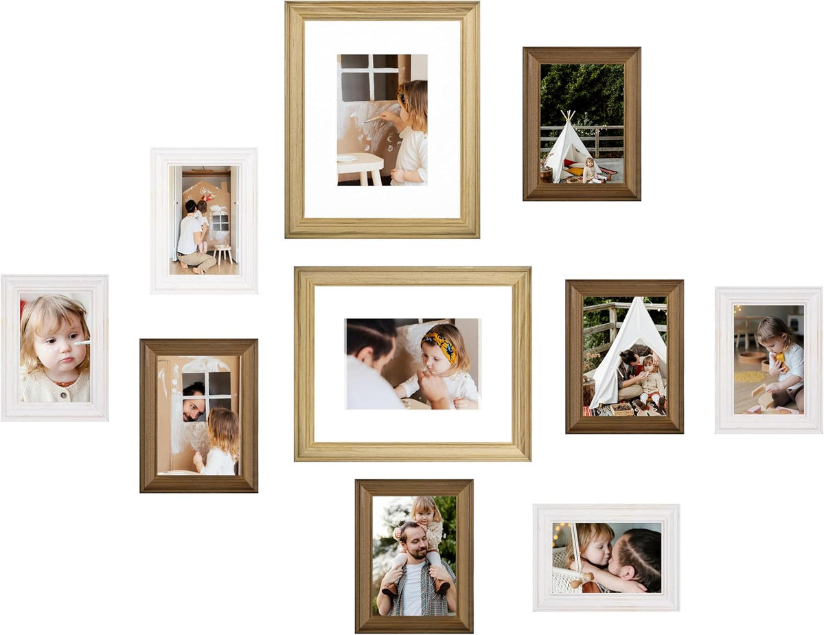 eletecpro Gallery Wall Frame Set of 7, Real Solid Pine Wood Frames, Black