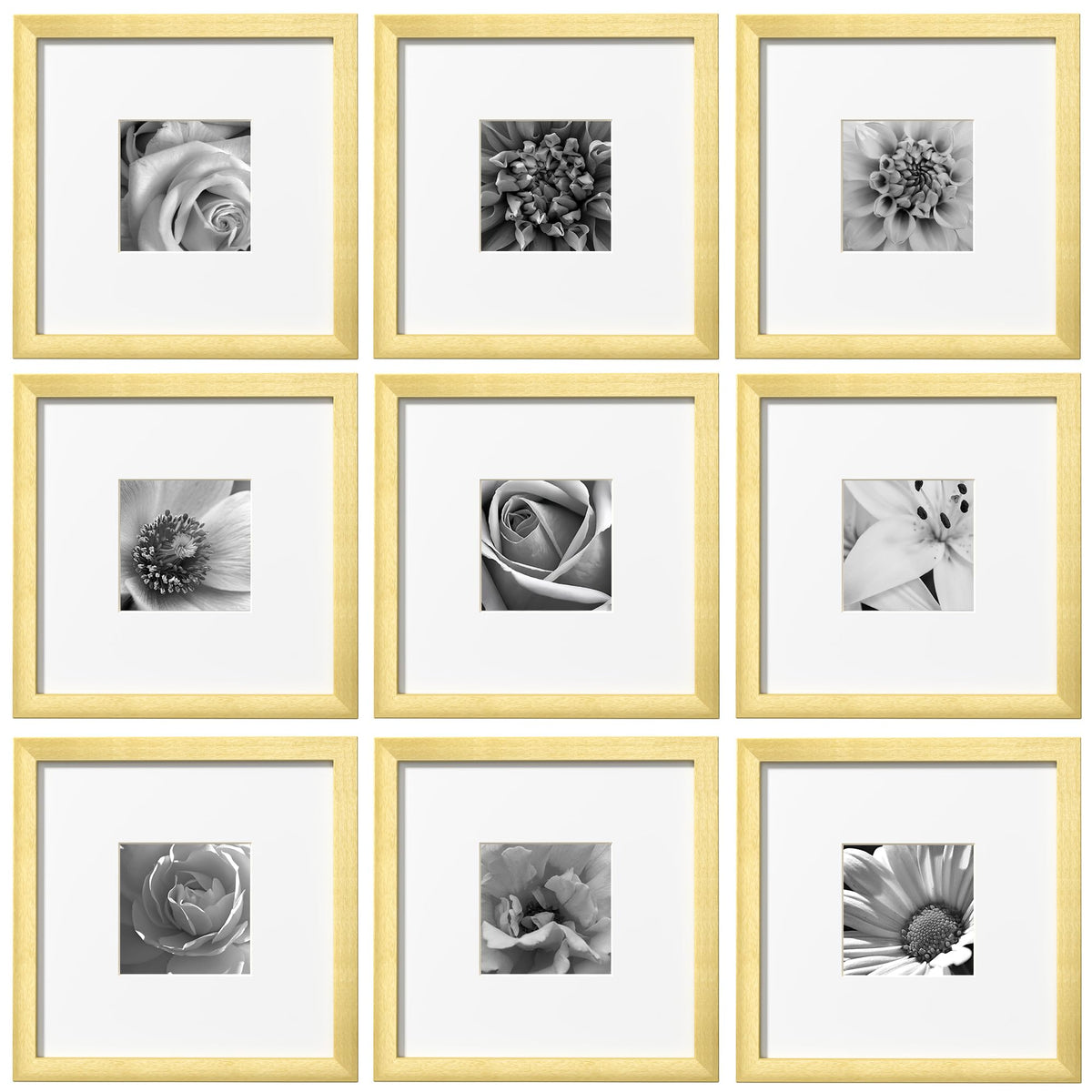 eletecpro Picture Frames Set of 9, 5x5 in, Acrylic Cover, Black