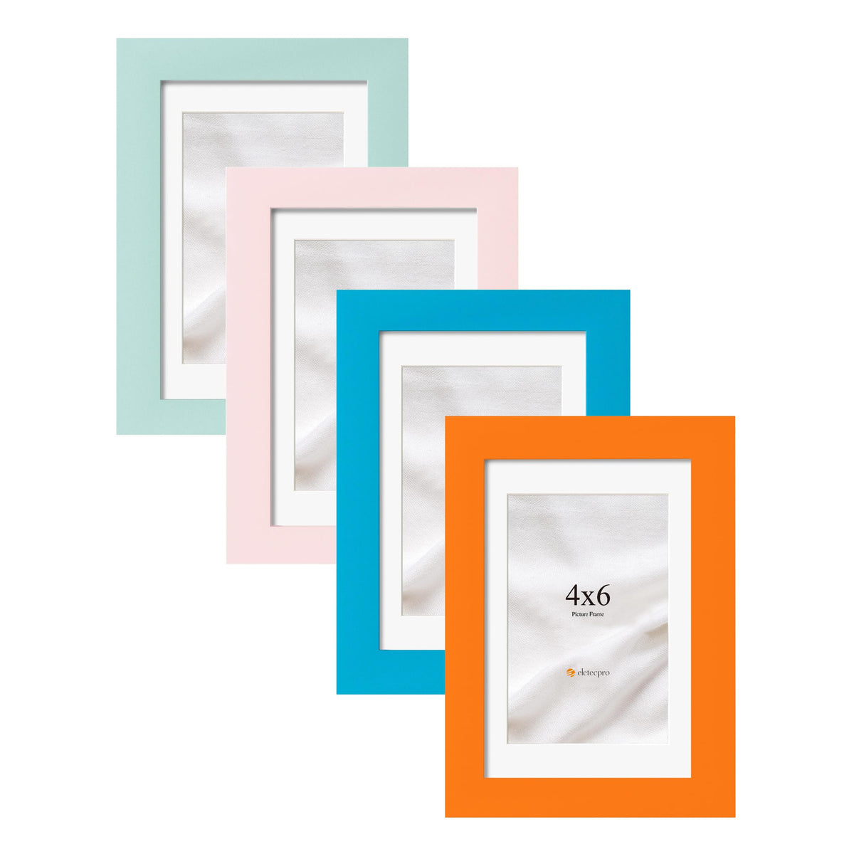 eletecpro 4x6 Colorful Picture Frames 4 Pack Matted to 3.5x5, Desk Decor