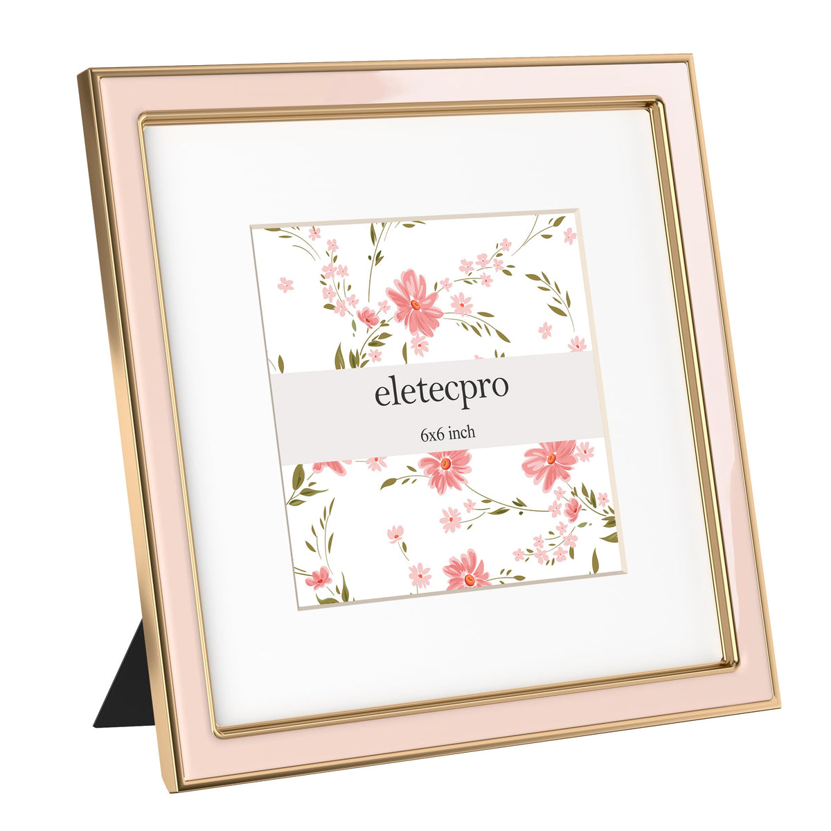eletecpro 4x4 Enamel Picture Frame with Real Glass Cover, Black, 1-Pack