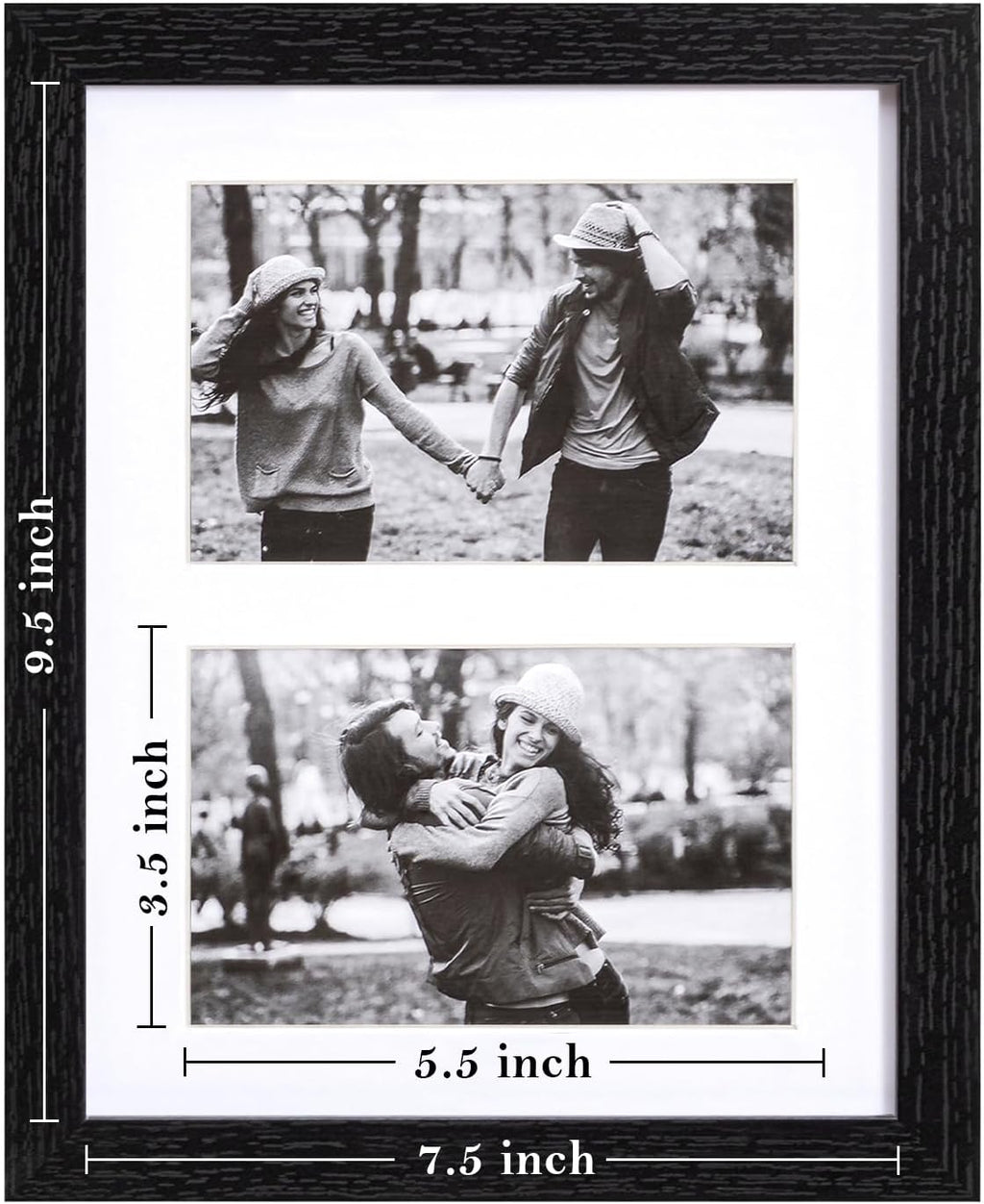 eletecpro 8x10 Collage Picture Frame with Mat for Two 4x6 Photos or One 8x10 Without Mat, Wall and Tabletop Display with Stand