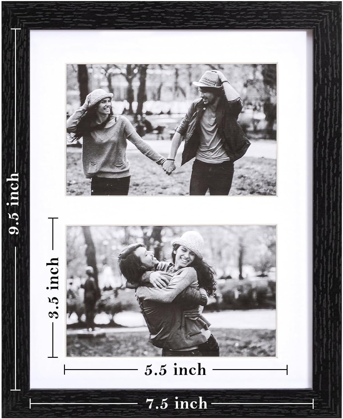 eletecpro 8x10 Collage Picture Frame with Mat for Two 4x6 Photos or One 8x10 Without Mat, Wall and Tabletop Display with Stand