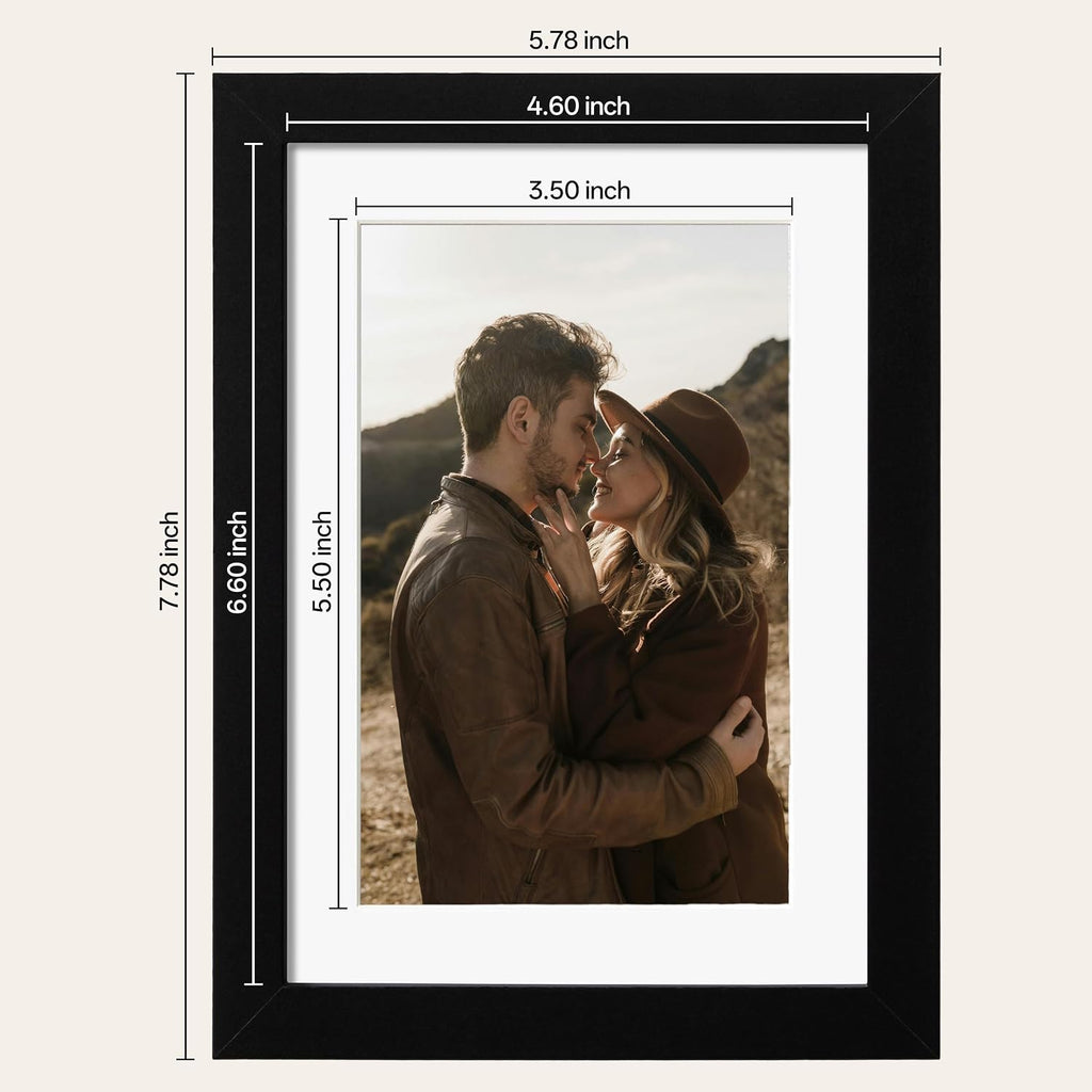 eletecpro 5x7 Picture Frame with 4x6 Mat, Black, 1-Pack