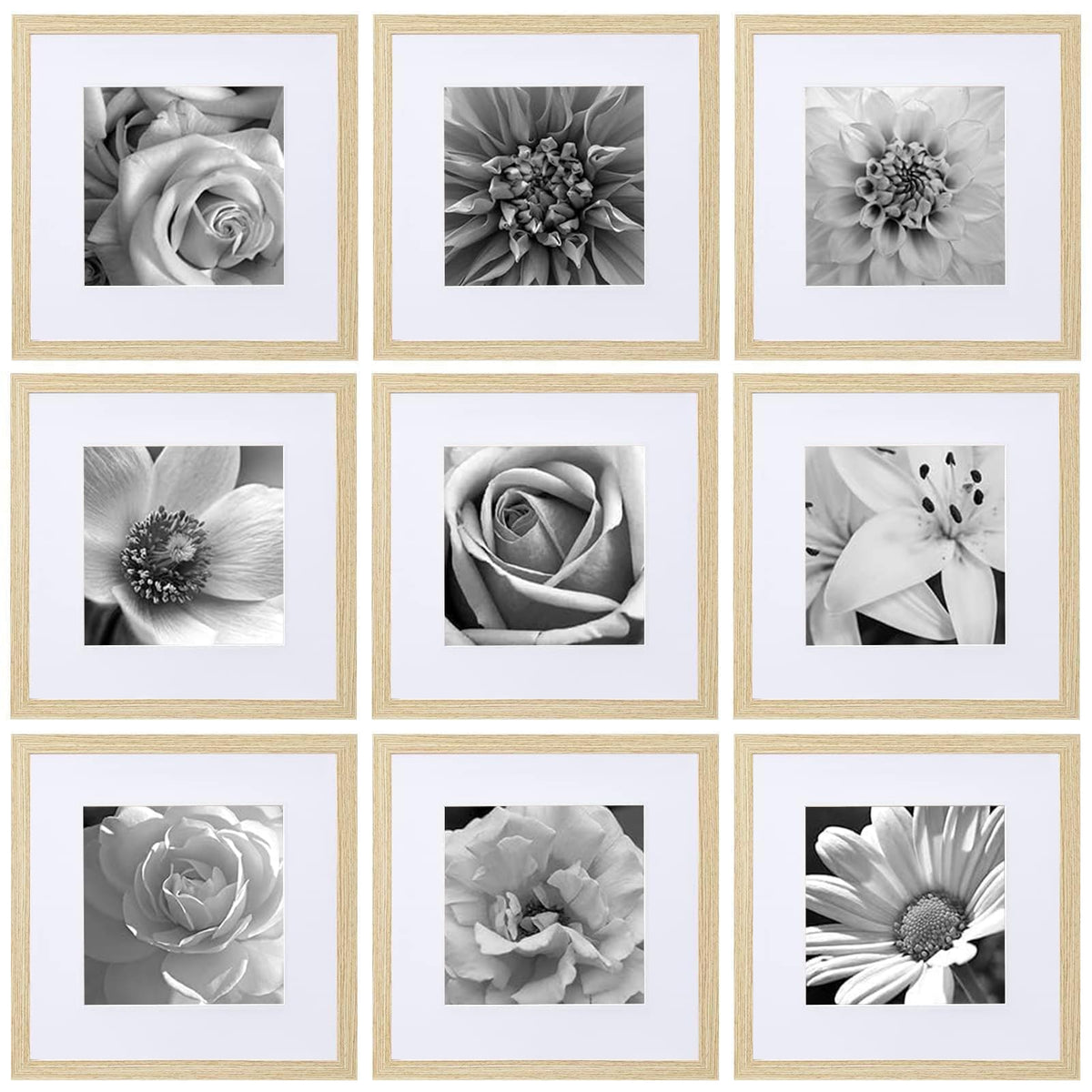 eletecpro Picture Frames Set of 9, 5x5 in, Acrylic Cover, Black