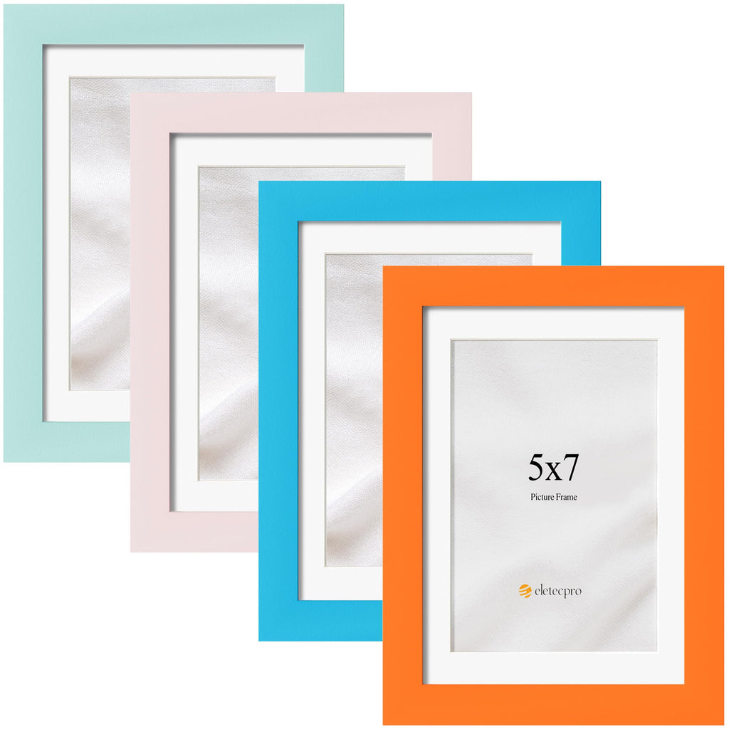 eletecpro 4x6 Colorful Picture Frames 4 Pack Matted to 3.5x5, Desk Decor