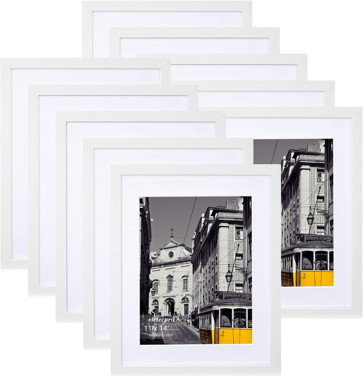 eletecpro 5x7 Picture Frames, Acrylic Cover, Beige, Set of 10