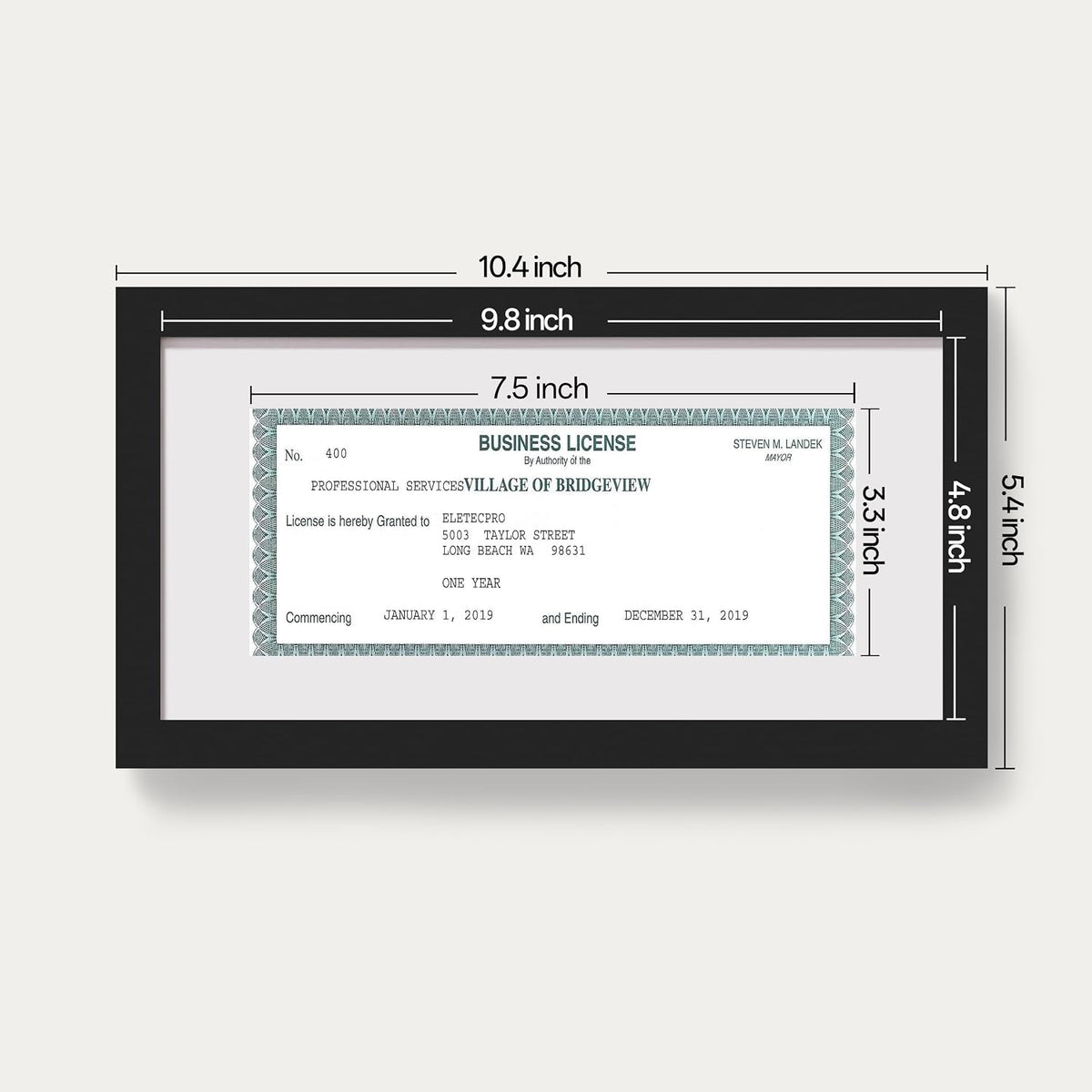 eletecpro 5x10 Solid Wood Pictue Frame, Glass Cover, Black, 1-Pack