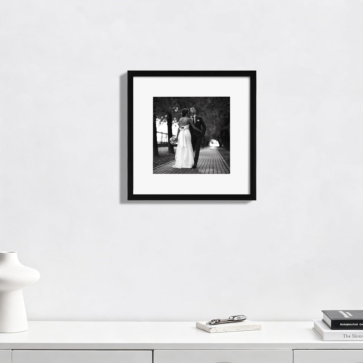 eletecpro 12x12 Picture Frame Set of 3, Display 8x8 with Mat, Black