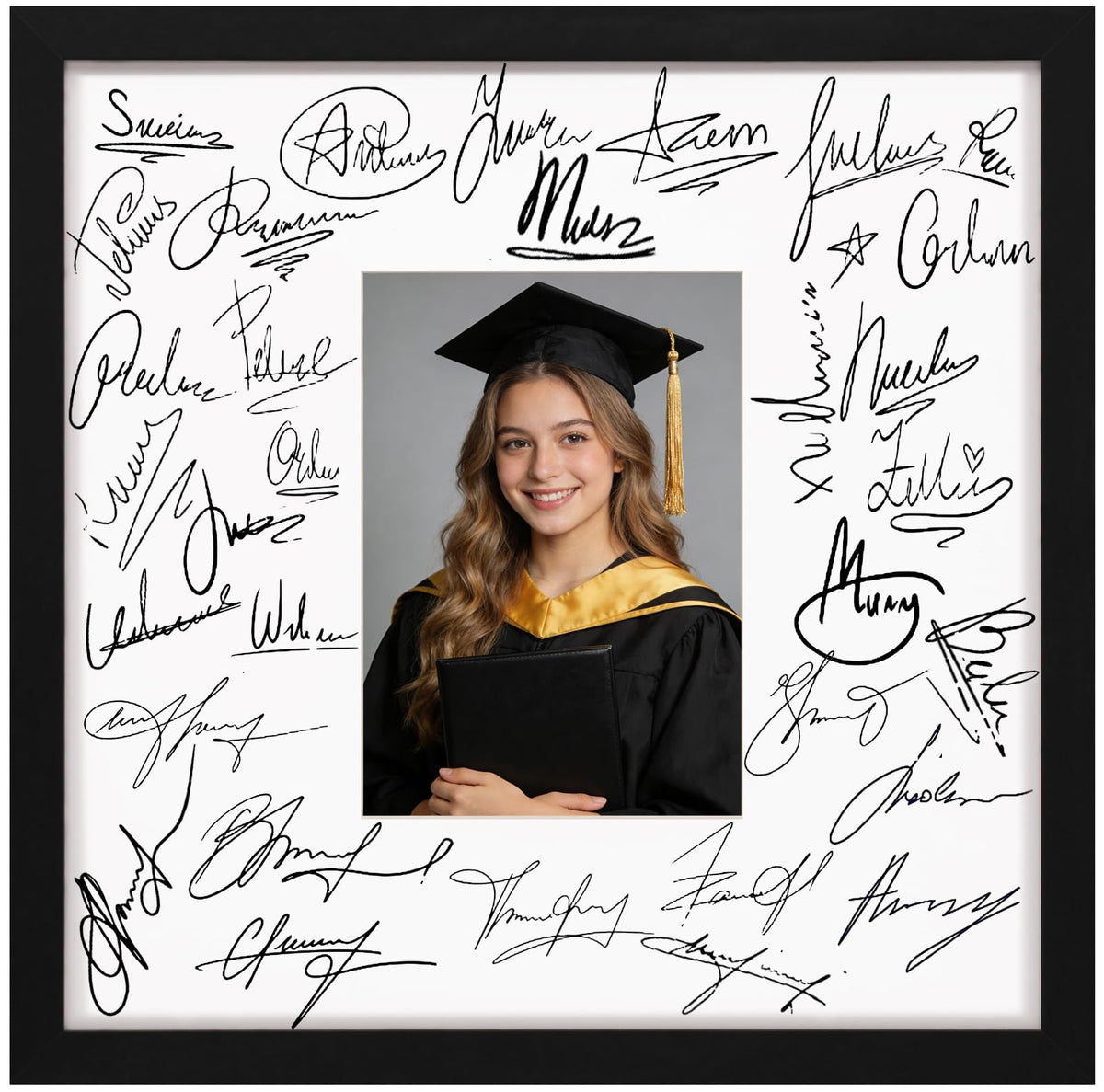 eletecpro 8x10 Signable Picture Frame with Clear Acrylic Cover, Signature Photo Frame with Mat Display 4x6 Photo for Tabletop or Wall, Wedding Guest Book Alternative, Graduation Decoration, Black
