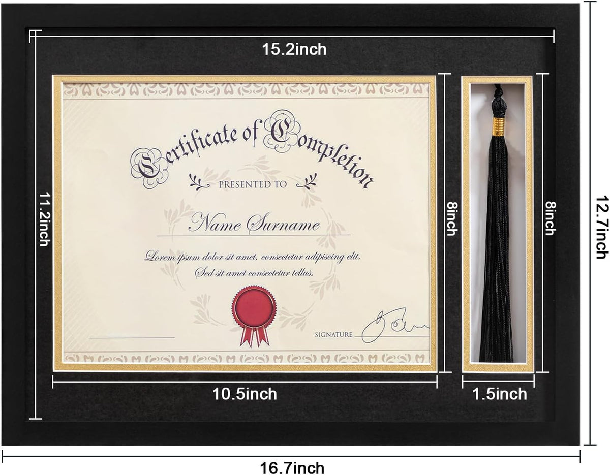 eletecpro 12x16 Diploma Frame with Tassel Holder for 8.5x11 Degree, Black