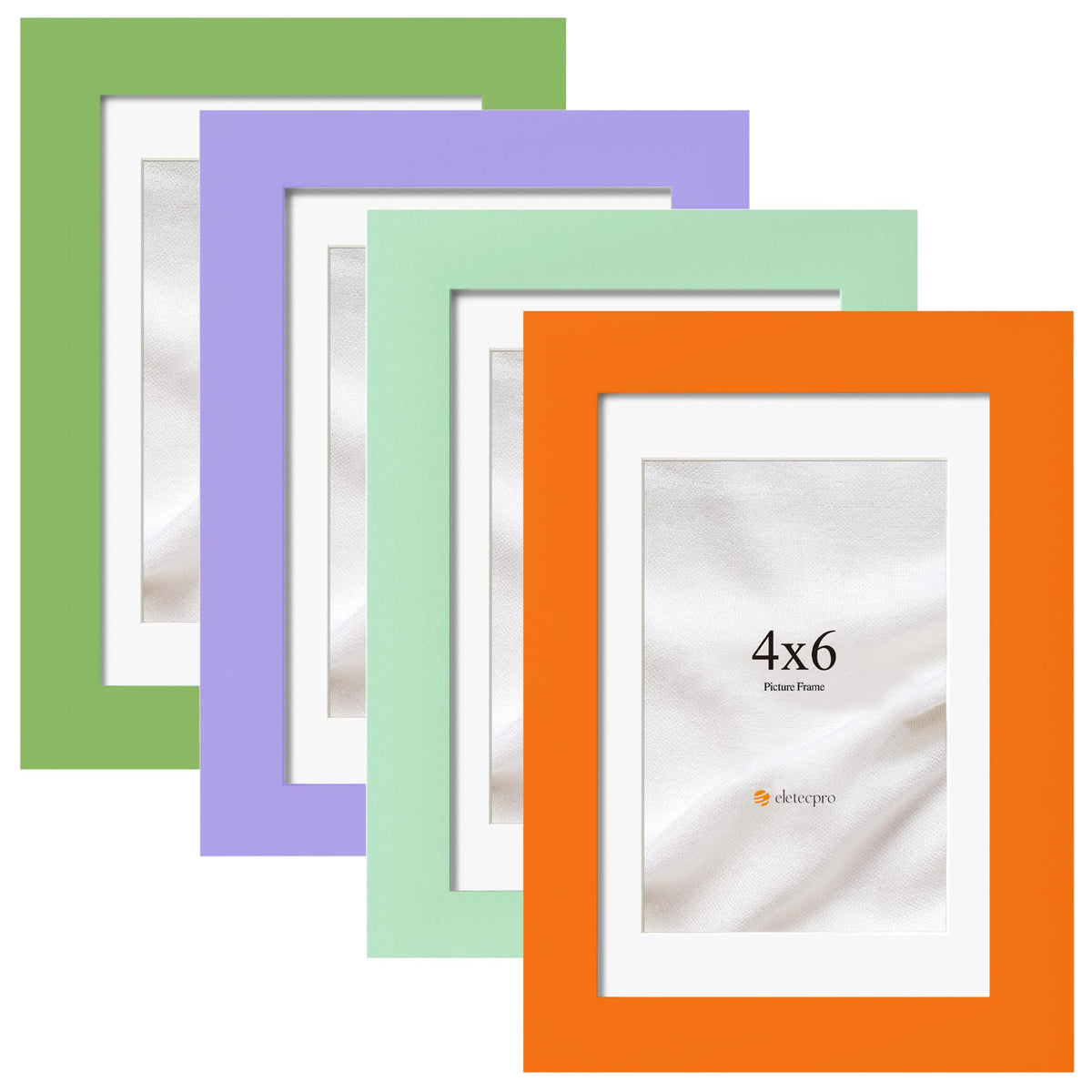eletecpro 4x6 Colorful Picture Frames 4 Pack Matted to 3.5x5, Desk Decor