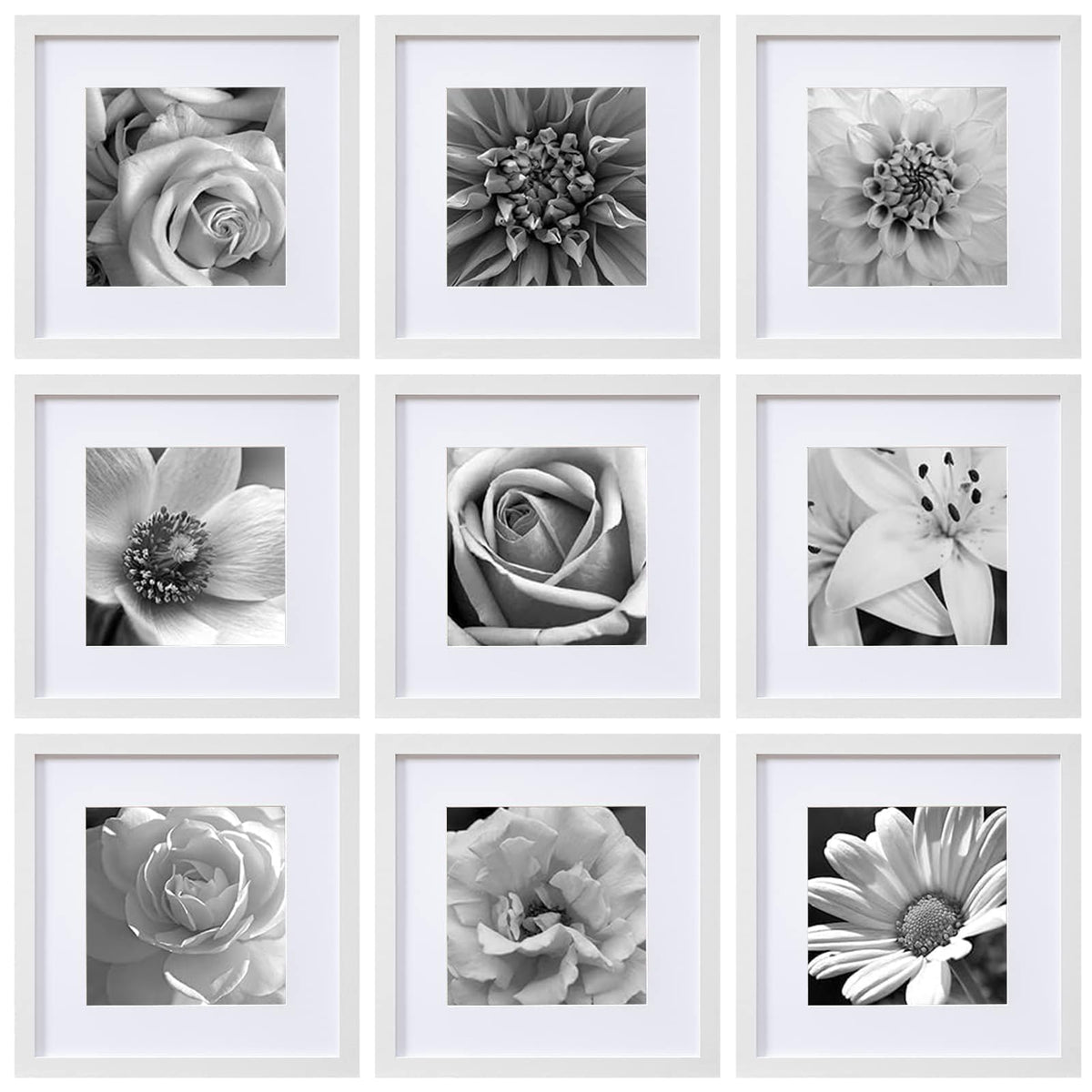 eletecpro Picture Frames Set of 9, 5x5 in, Acrylic Cover, Black