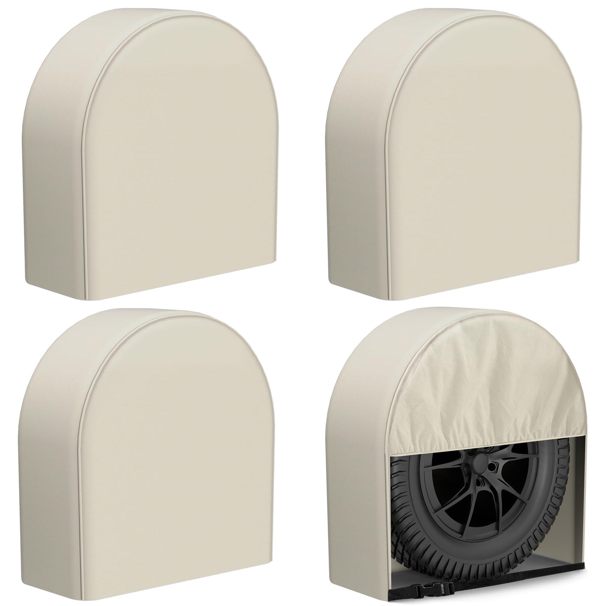 eletecpro RV Tire Covers, Fit 23-26 Inch Tire Diameters, Black, 4-Pack