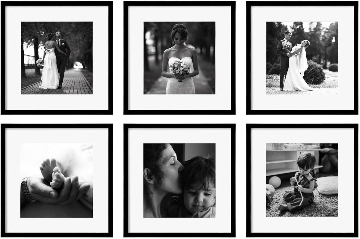 eletecpro 12x12 Picture Frame Set of 3, Display 8x8 with Mat, Black