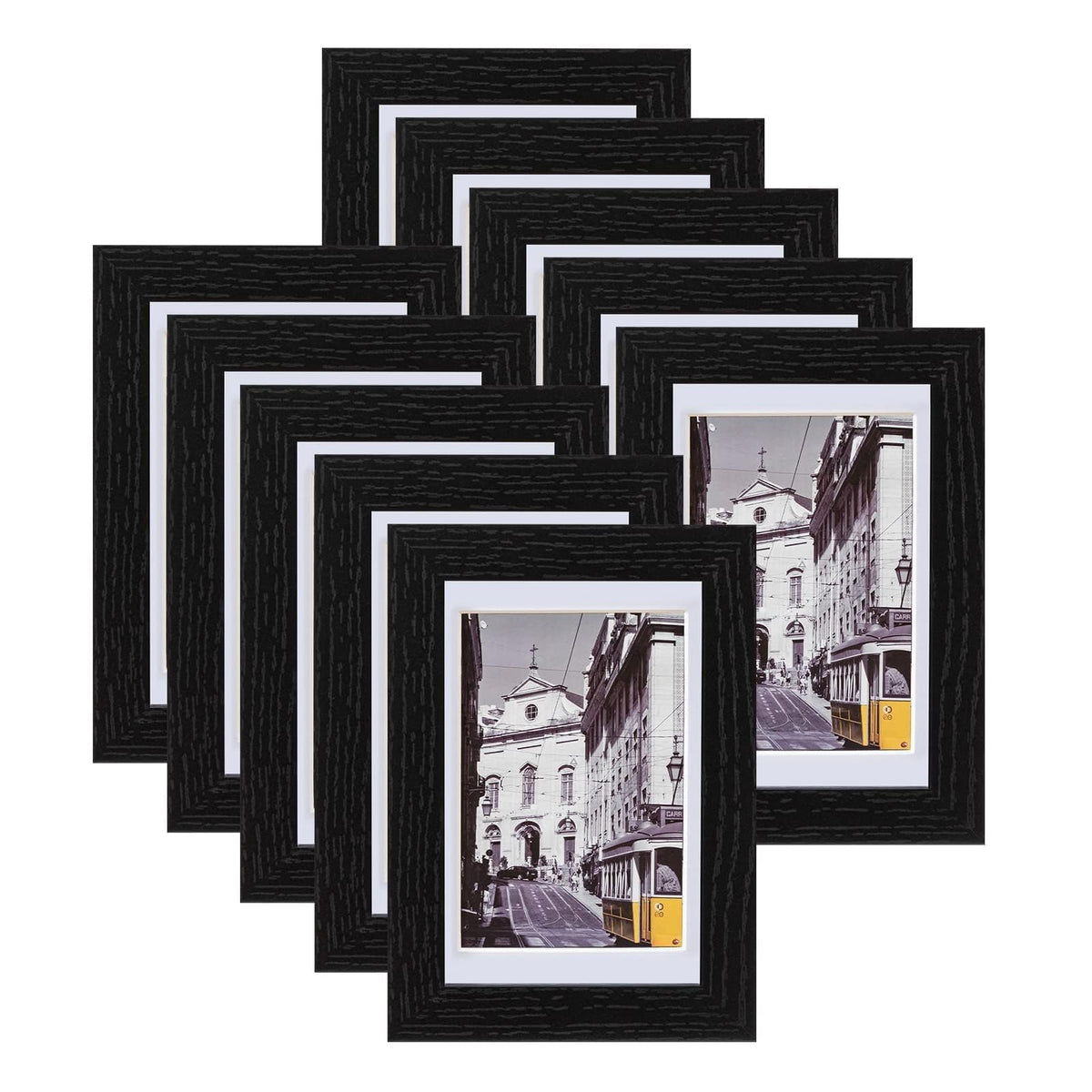 eletecpro 5x7 Picture Frames, Acrylic Cover, Beige, Set of 10