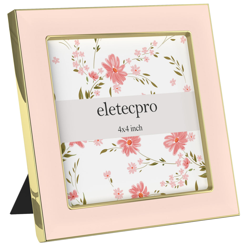 eletecpro 4x4 Enamel Picture Frame with Real Glass Cover, Black, 1-Pack