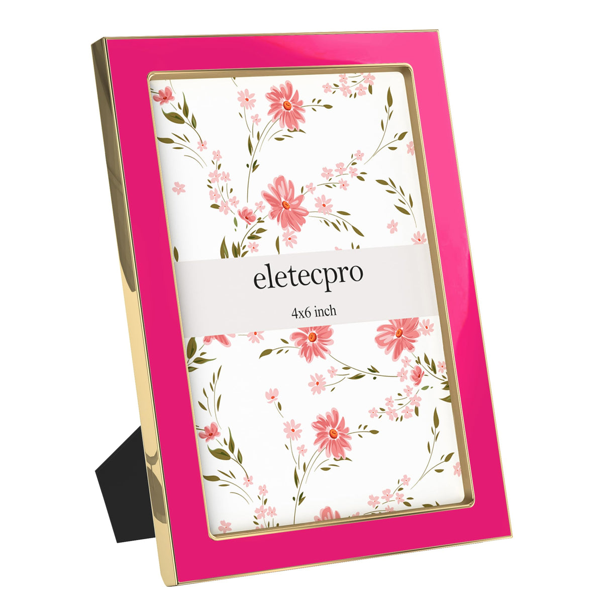 eletecpro 4x4 Enamel Picture Frame with Real Glass Cover, Black, 1-Pack