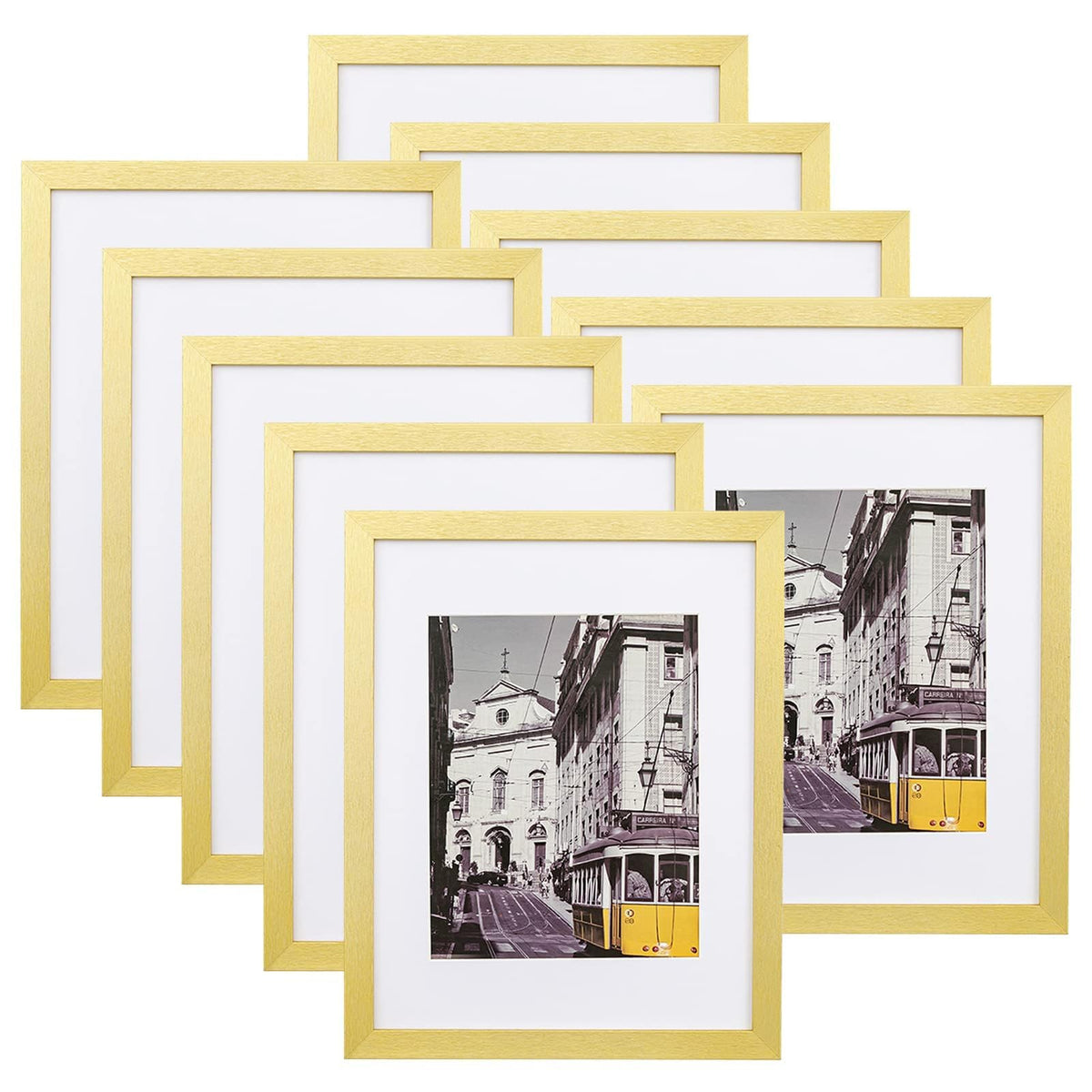 eletecpro 5x7 Picture Frames, Acrylic Cover, Beige, Set of 10