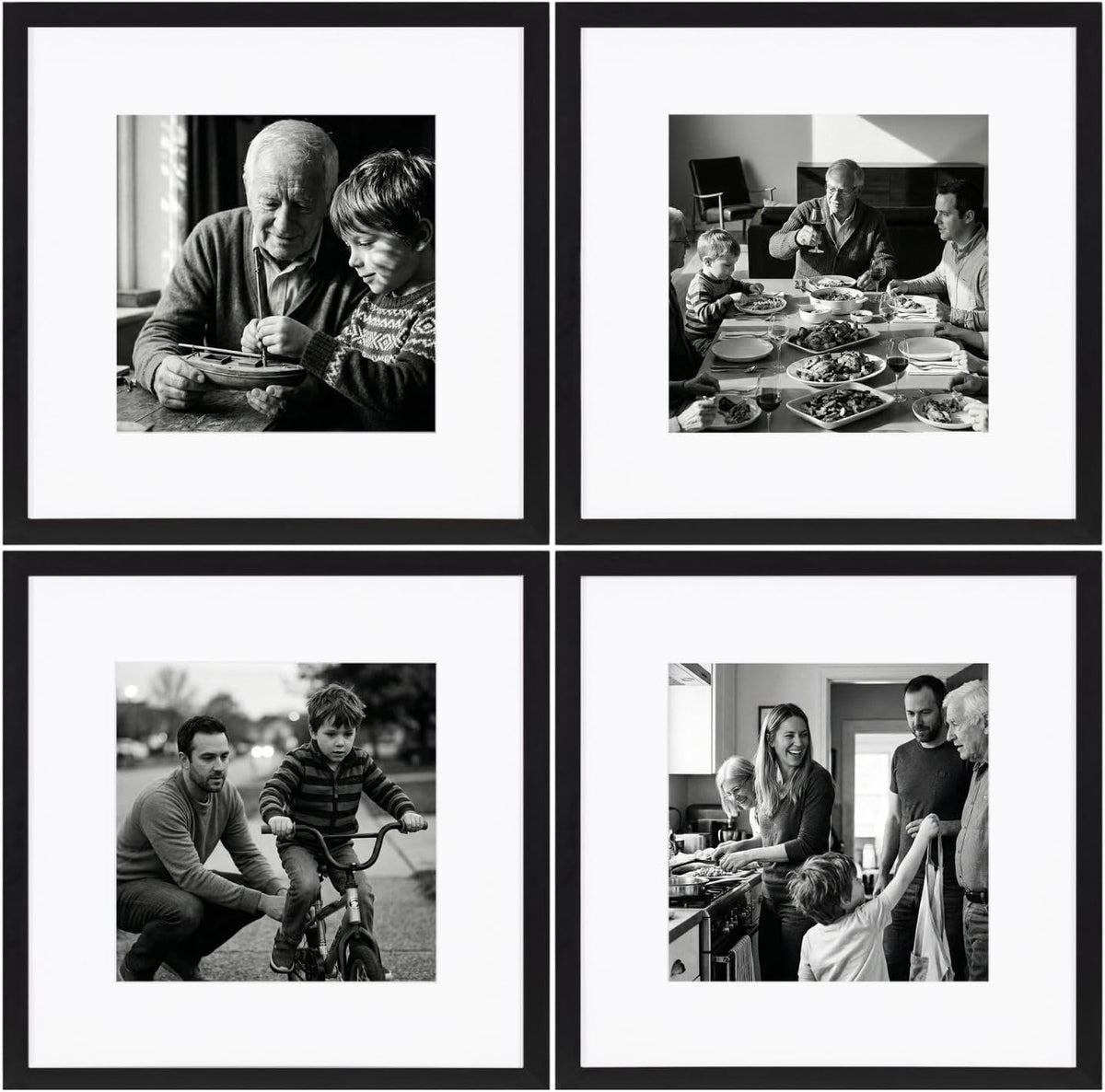 eletecpro 12x12 Picture Frame Set of 3, Display 8x8 with Mat, Black