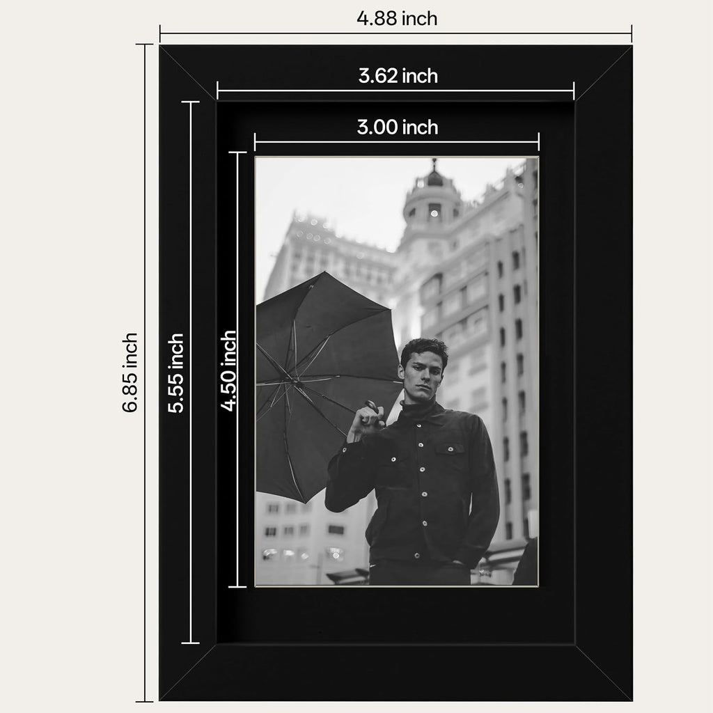 eletecpro 4x6 Black Picture Frames with 3.5x5 Black Mat, 2-Pack