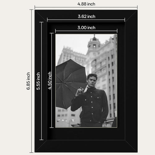 eletecpro 4x6 Black Picture Frames with 3.5x5 Black Mat, 2-Pack