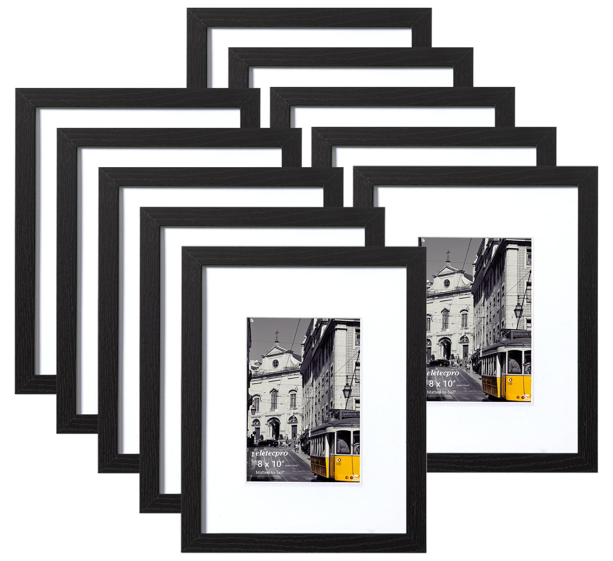 eletecpro 5x7 Picture Frames, Acrylic Cover, Beige, Set of 10