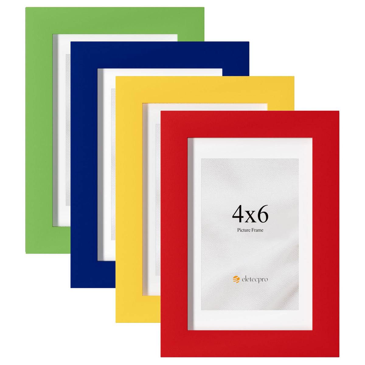 eletecpro 4x6 Colorful Picture Frames 4 Pack Matted to 3.5x5, Desk Decor
