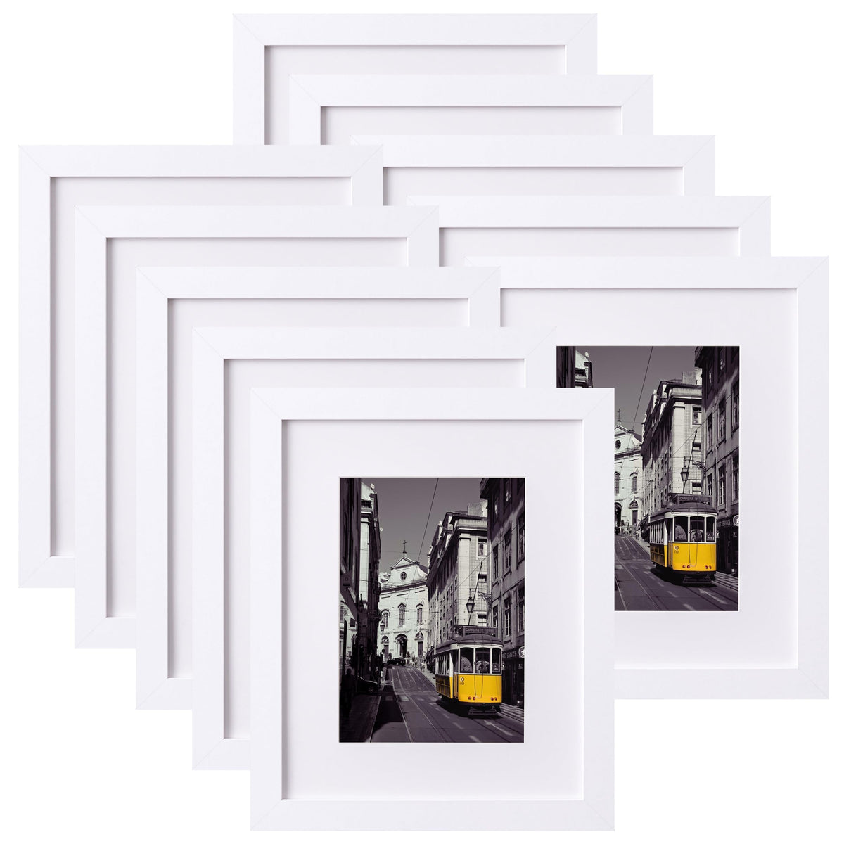 eletecpro 5x7 Picture Frames, Acrylic Cover, Beige, Set of 10
