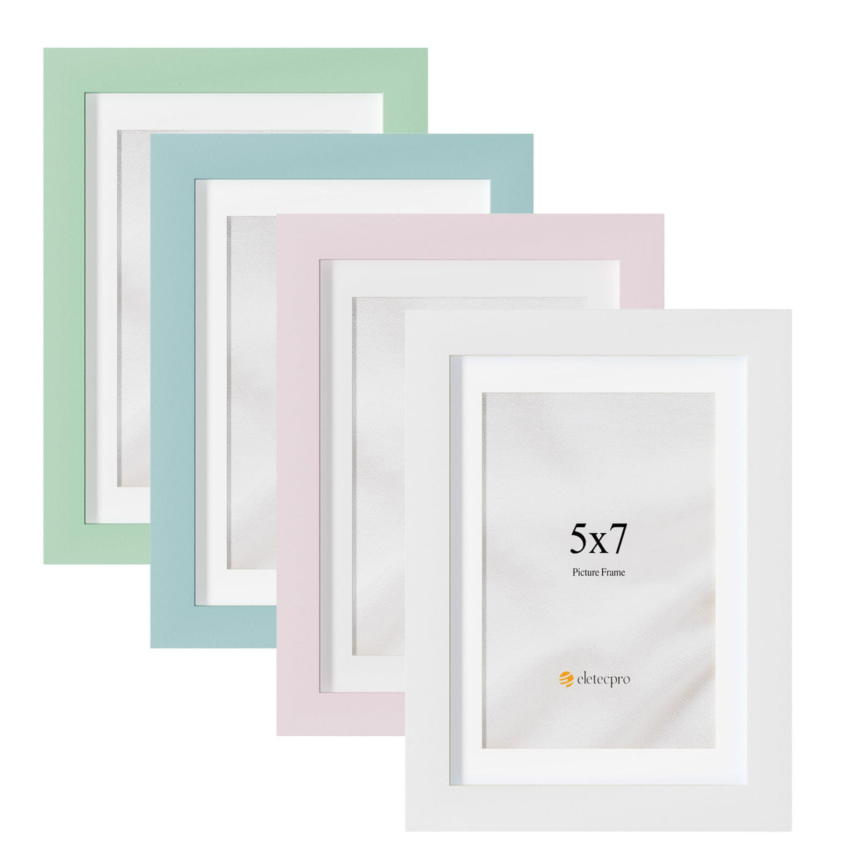 eletecpro 4x6 Colorful Picture Frames 4 Pack Matted to 3.5x5, Desk Decor