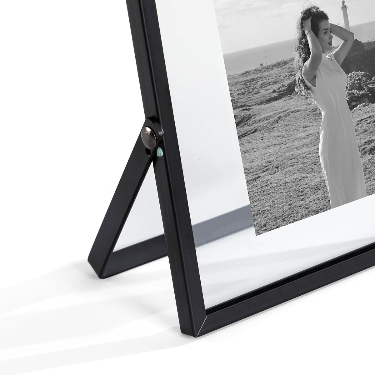 eletecpro 4x4 Floating Picture Frame, Real Glass Cover, Black, 1-Pack