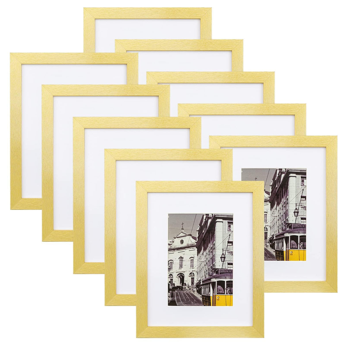 eletecpro 5x7 Picture Frames, Acrylic Cover, Beige, Set of 10