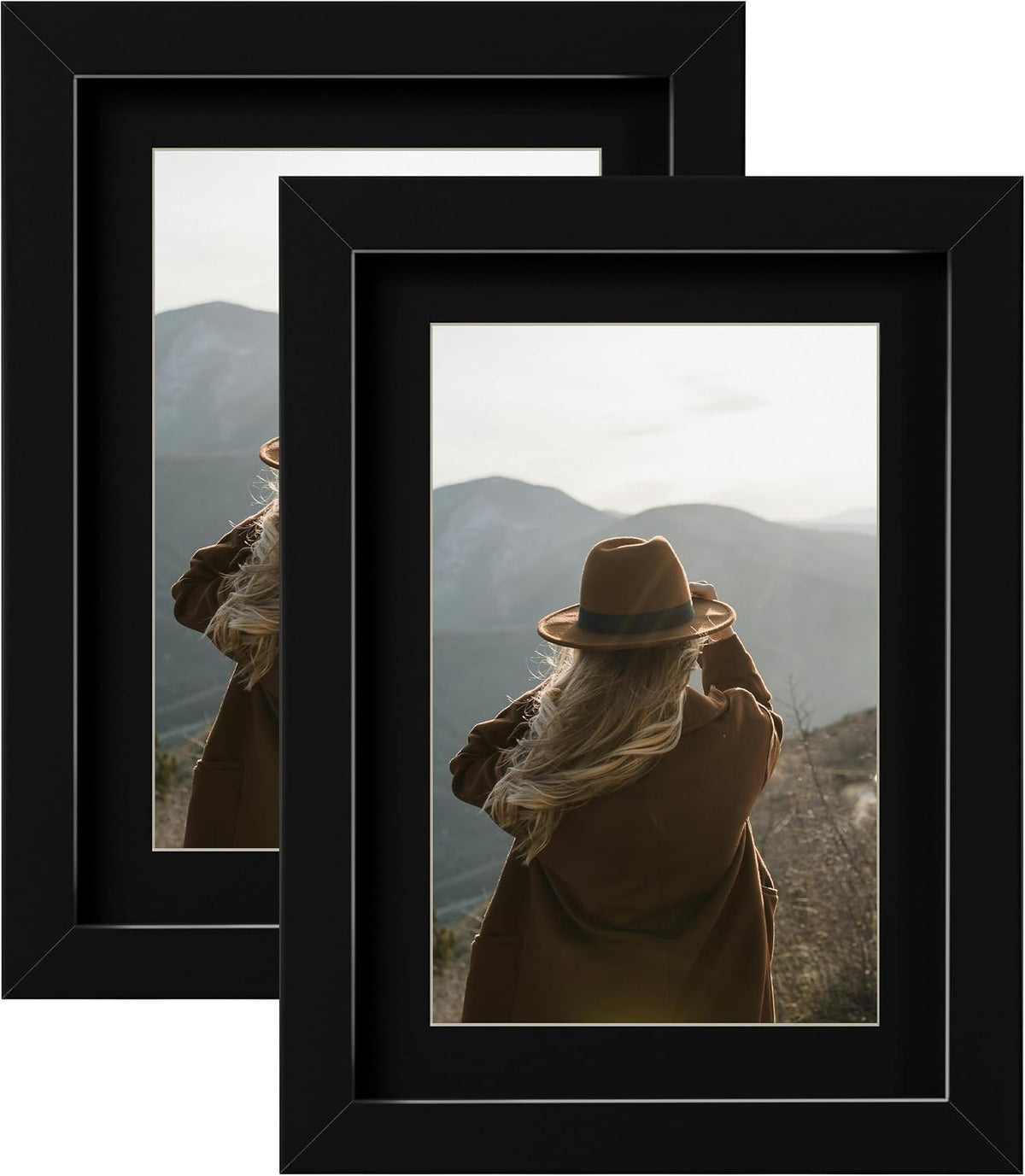 eletecpro 4x6 Black Picture Frames with 3.5x5 Black Mat, 2-Pack