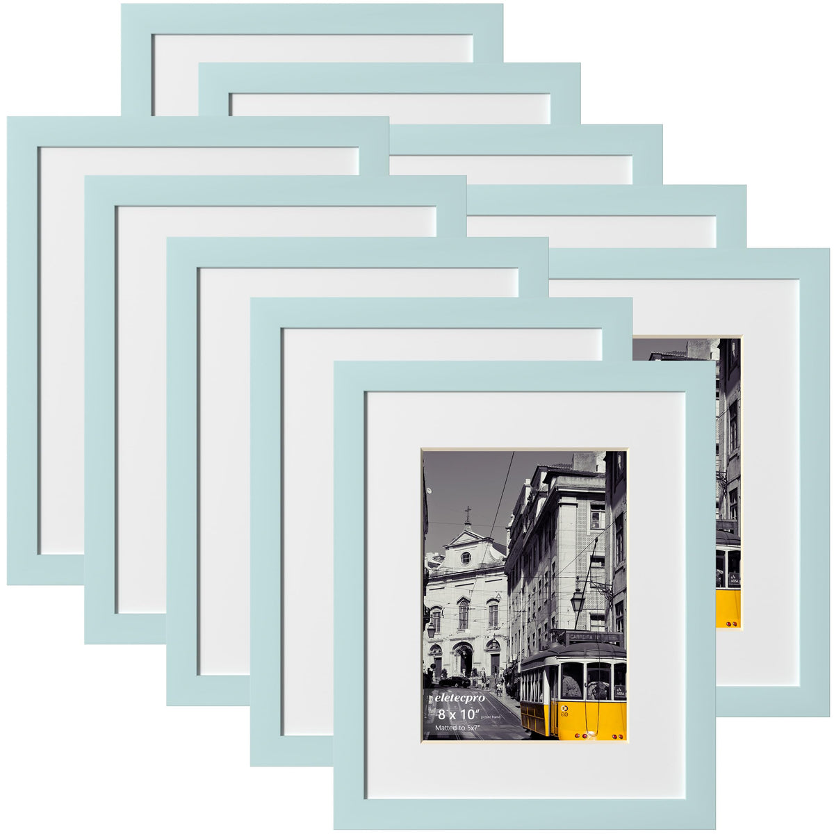 eletecpro 5x7 Picture Frames, Acrylic Cover, Beige, Set of 10